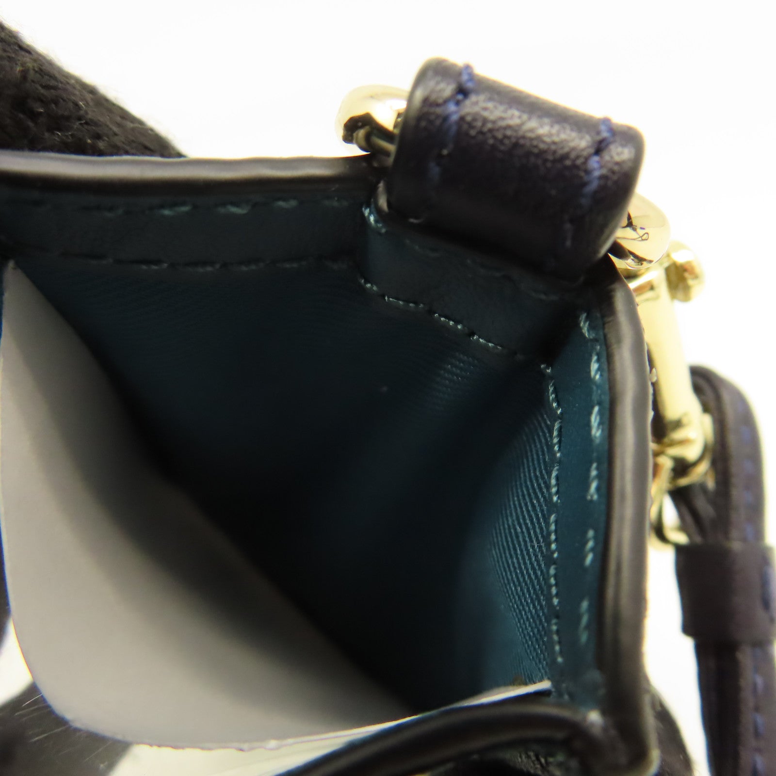 COACH 塗層帆布Card Case金扣卡片套啡色/綠色