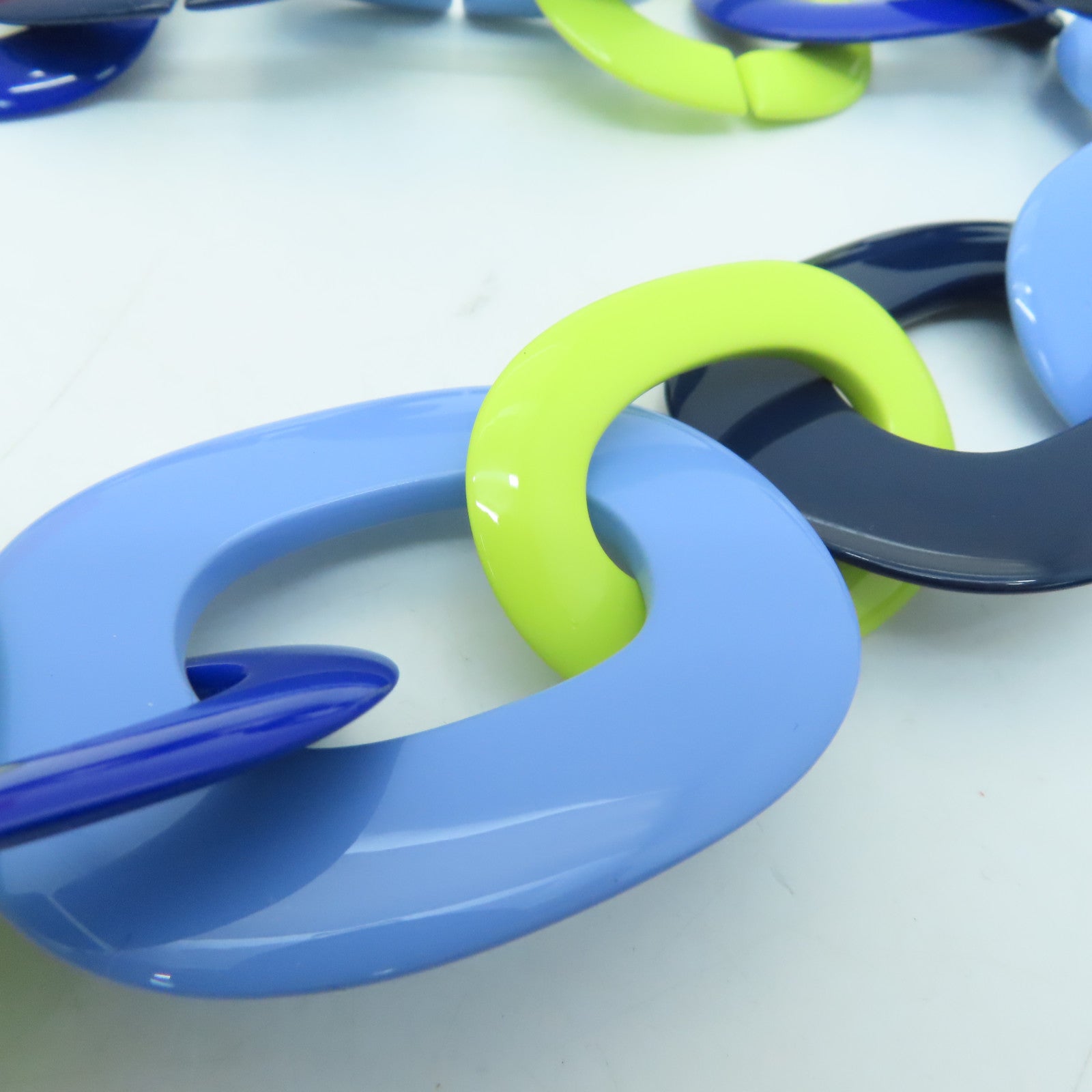 HERMES [Sharp Discount] Buffalo Horn Necklace Blue/Green