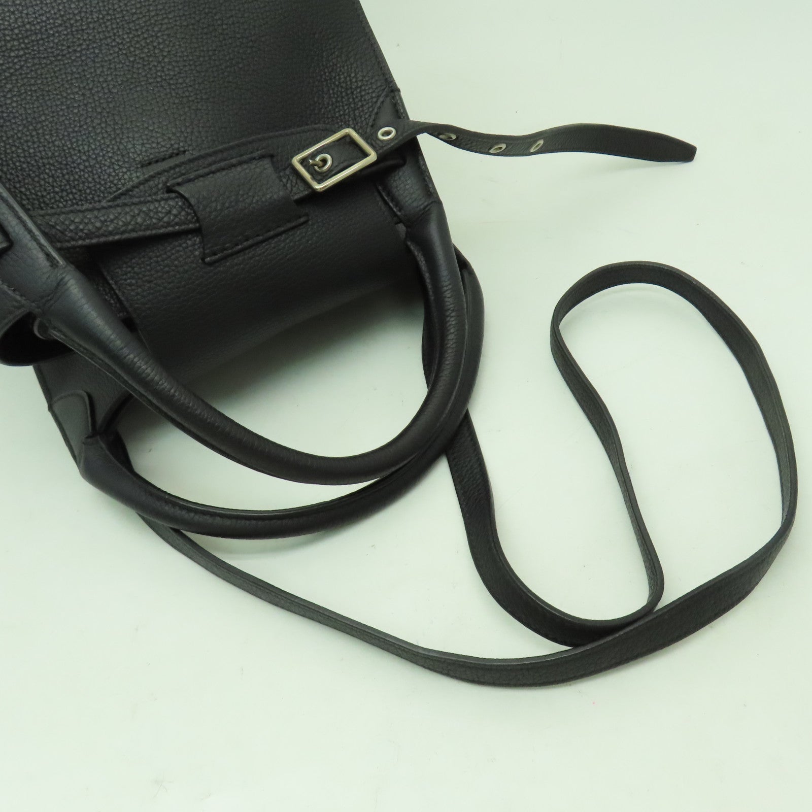 CELINE 牛皮皮革Shoulder Bag銀扣手挽肩背兩用袋黑色