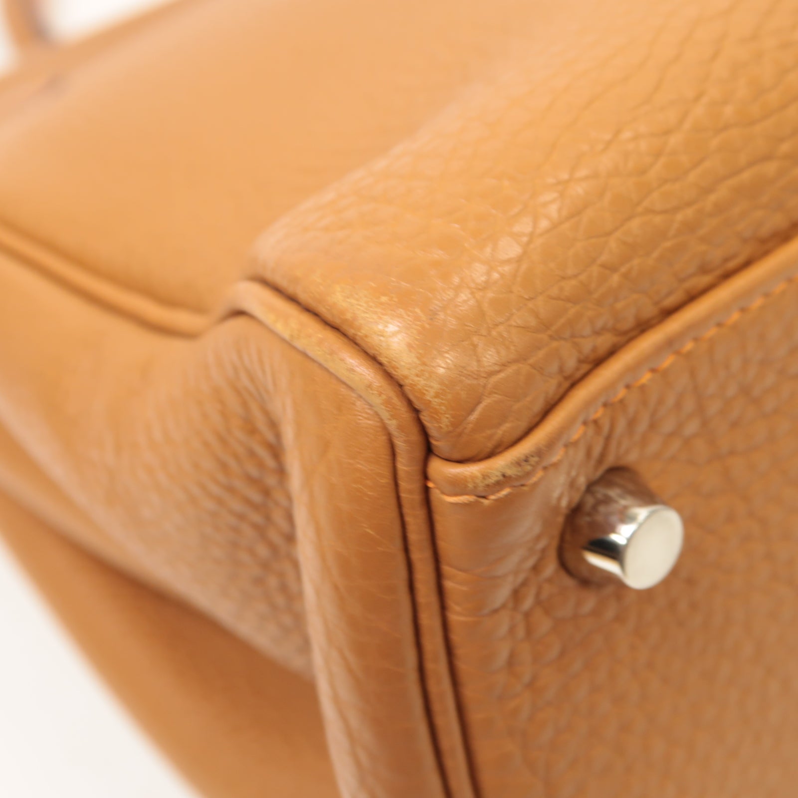 HERMES Togo皮革Kelly 35銀扣手挽肩背兩用袋啡色/橙色
