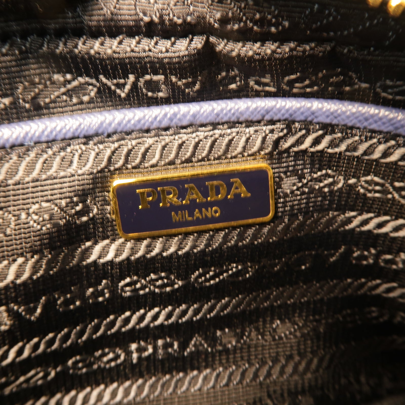 PRADA Saffiano皮革Mini Bag金扣肩背袋藍色