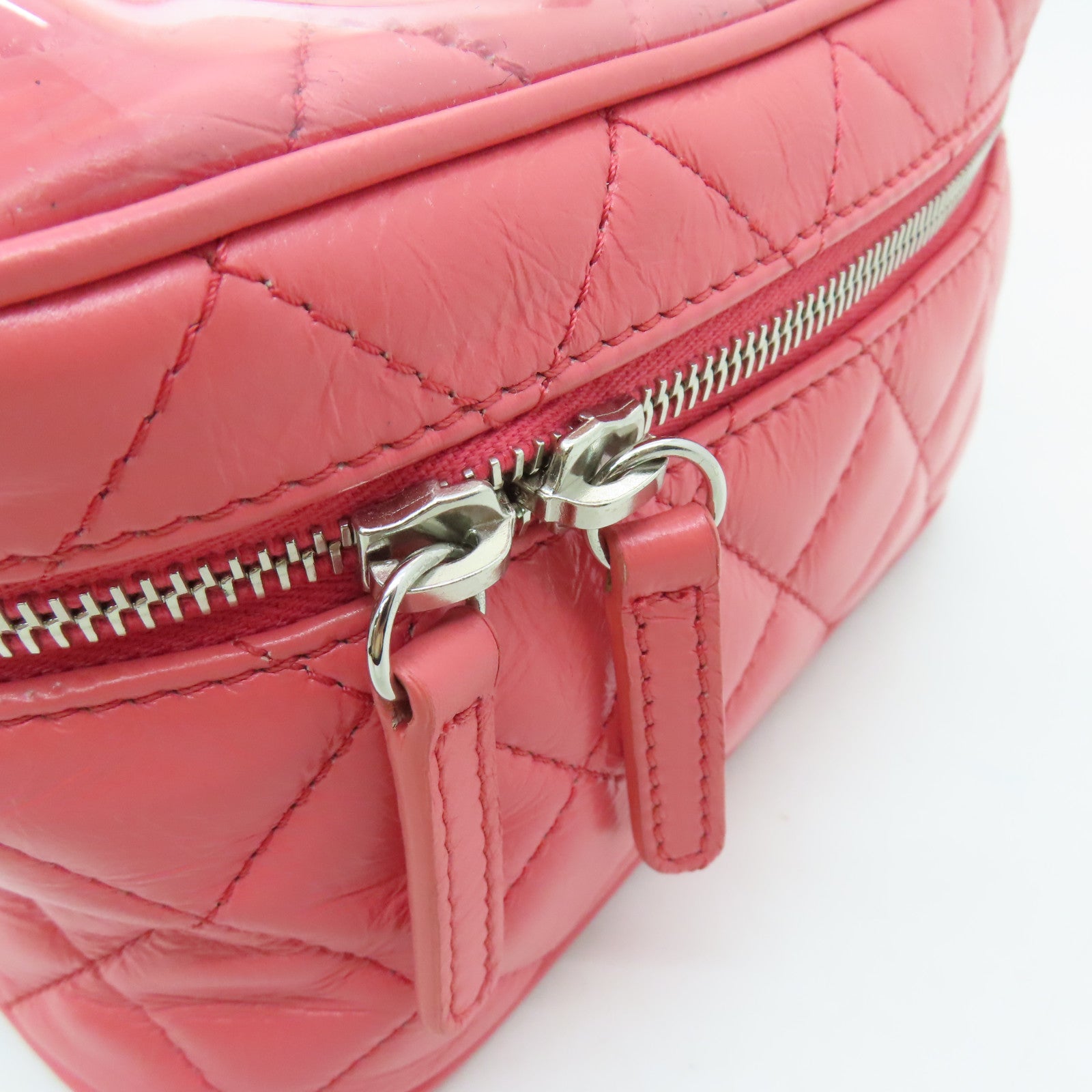 CHANEL 菱格Aged Calf皮革Chain Shoulder Bag銀扣鏈帶肩背袋粉紅色