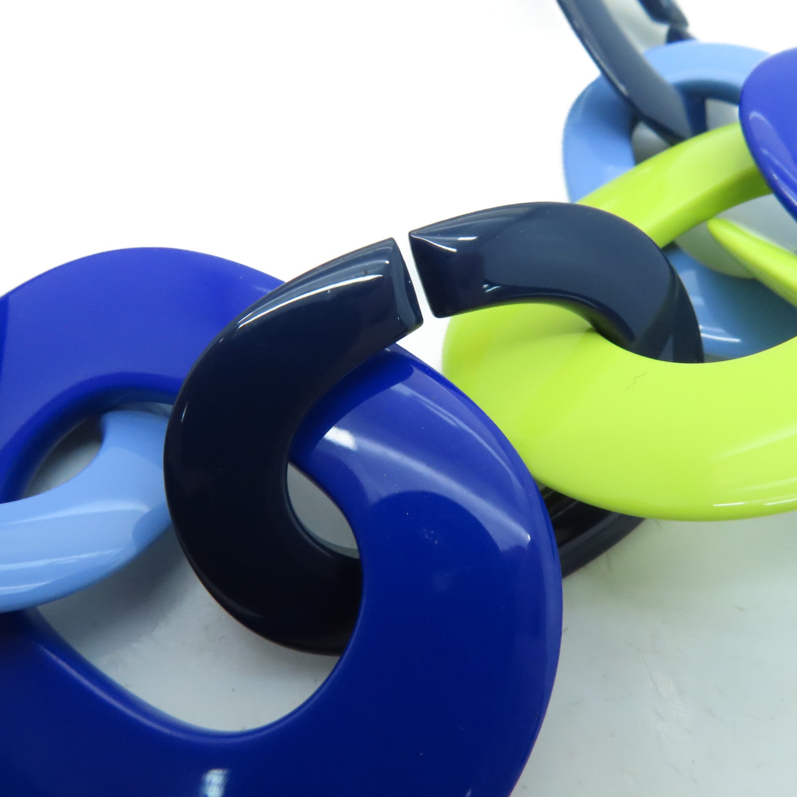 HERMES [Sharp Discount] Buffalo Horn Necklace Blue/Green