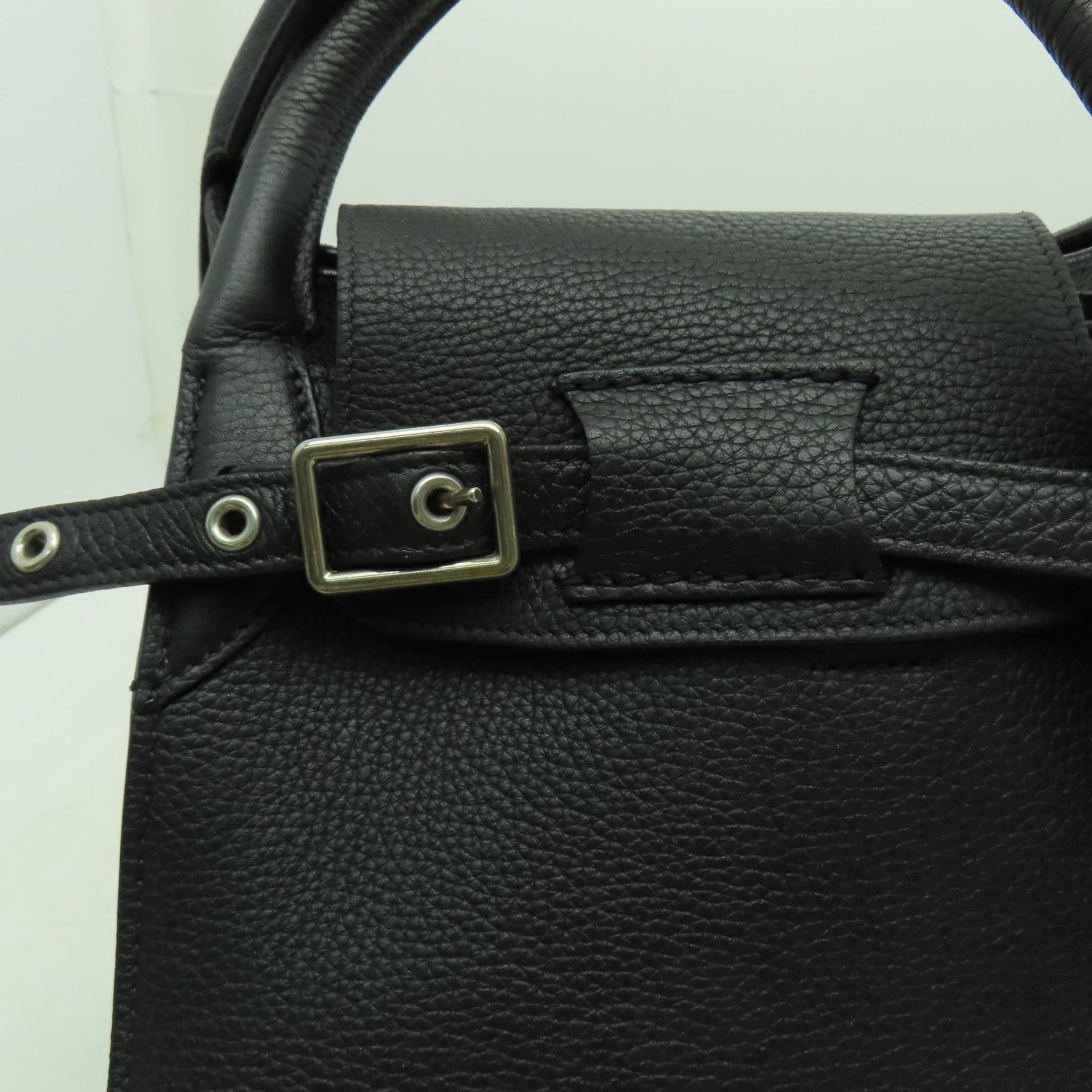 CELINE 牛皮皮革Shoulder Bag銀扣手挽肩背兩用袋黑色