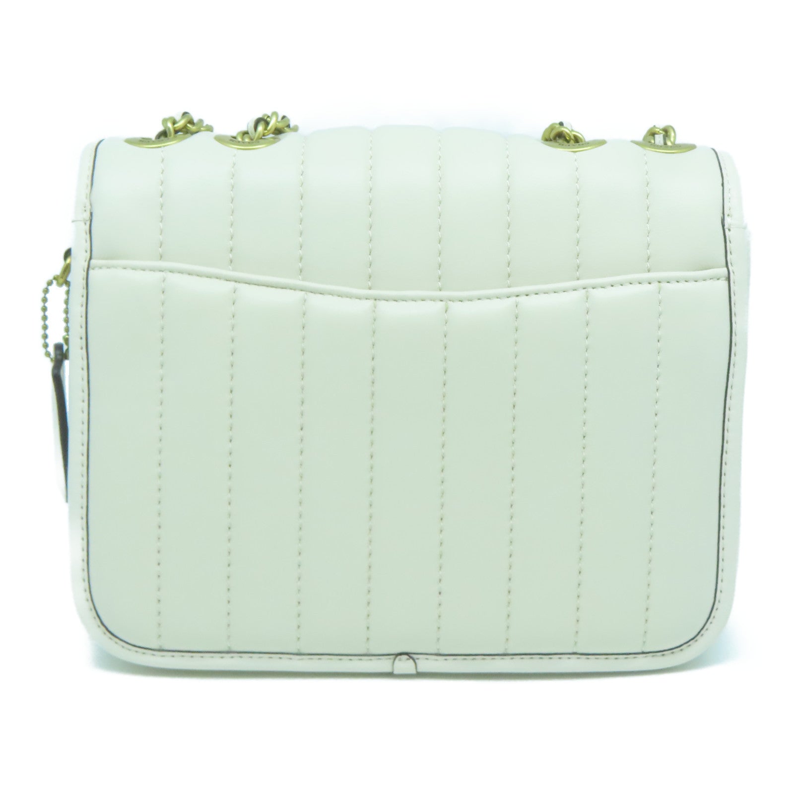 COACH 牛皮皮革Chain Shoulder Bag金扣鏈帶肩背袋白色