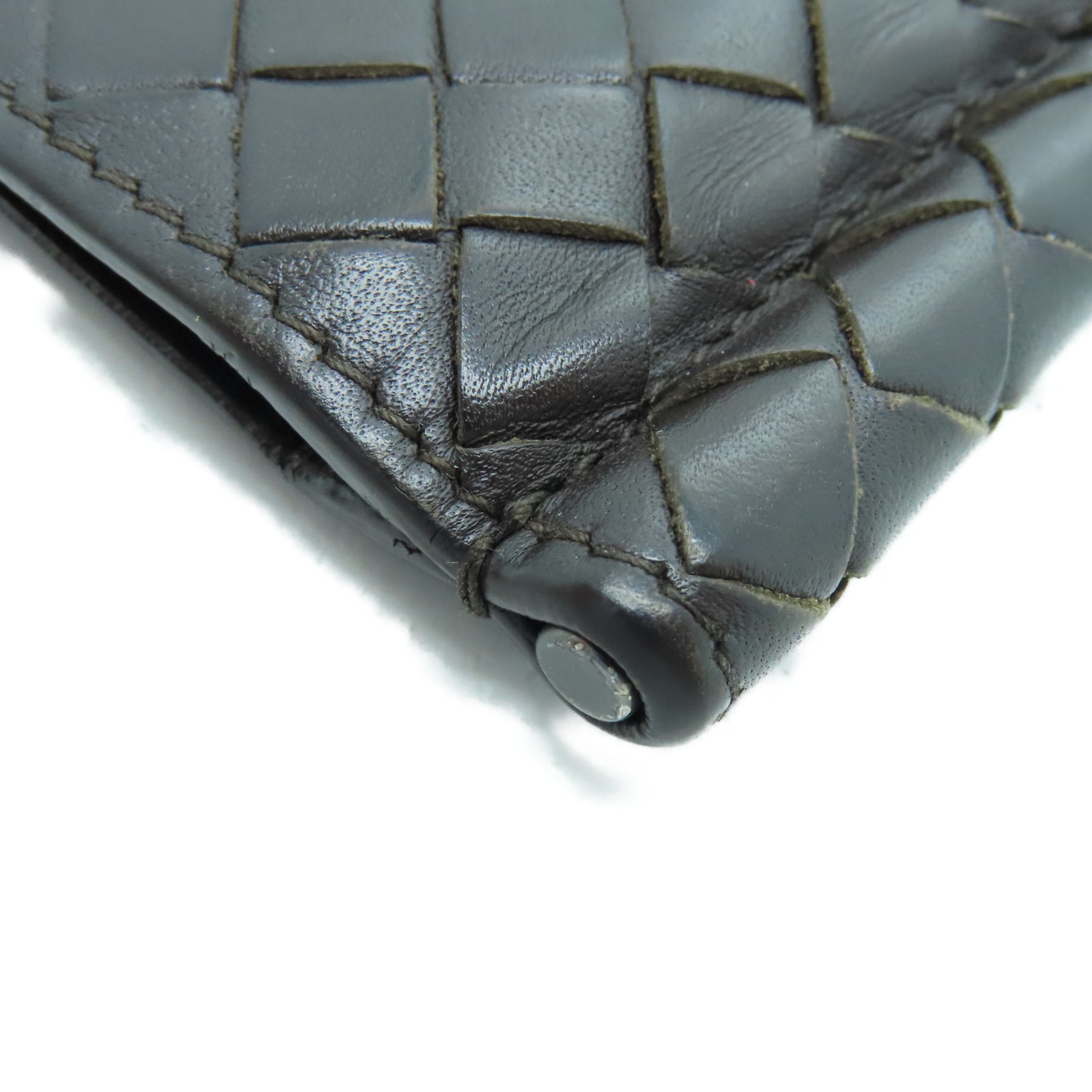 BOTTEGA VENETA 菱格牛皮皮革Wallet钱包棕色