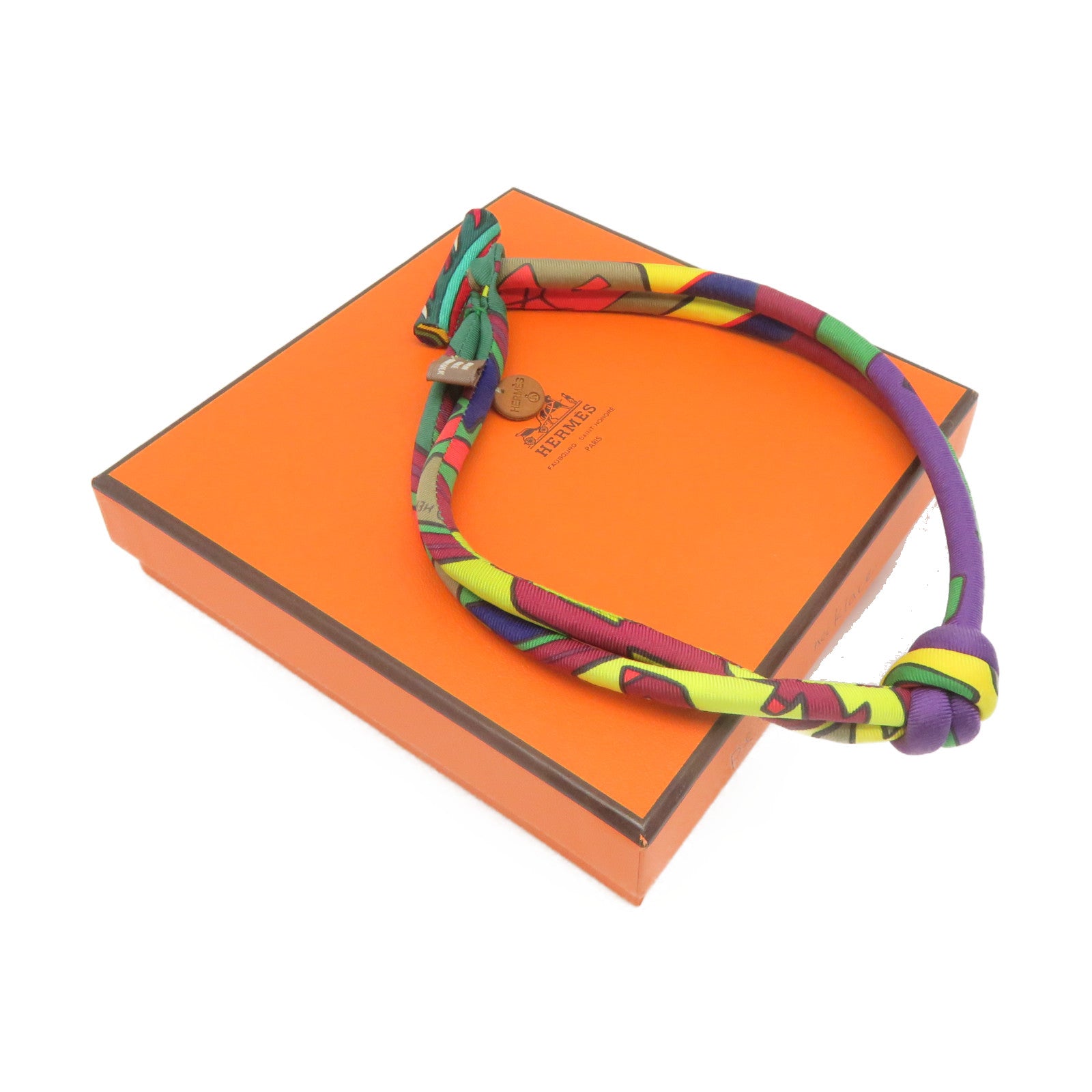 HERMES Silk Bride Silk Necklace Necklace Colorful