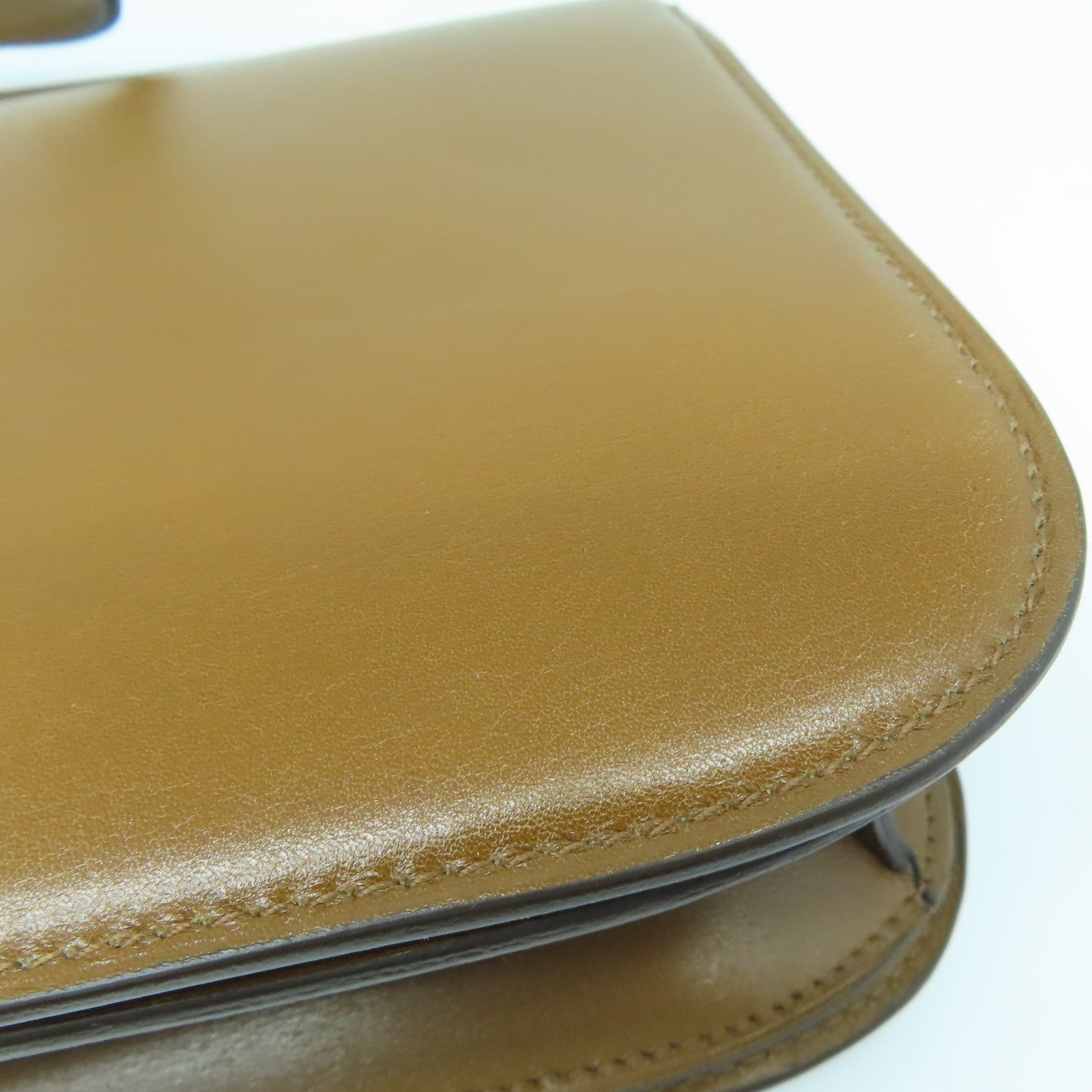 CELINE Cowhide Leather Box Shoulder Gold Buckle Shoulder Bag Brown