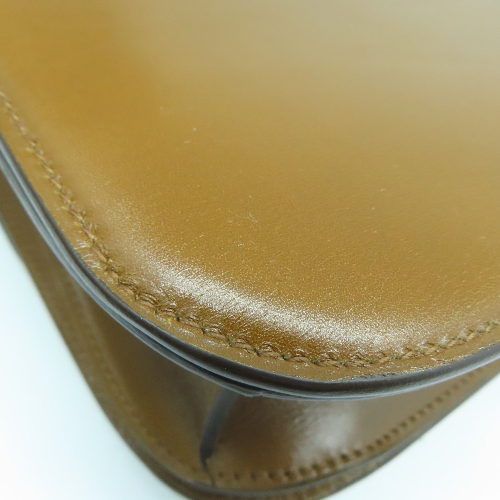 CELINE Cowhide Leather Box Shoulder Gold Buckle Shoulder Bag Brown