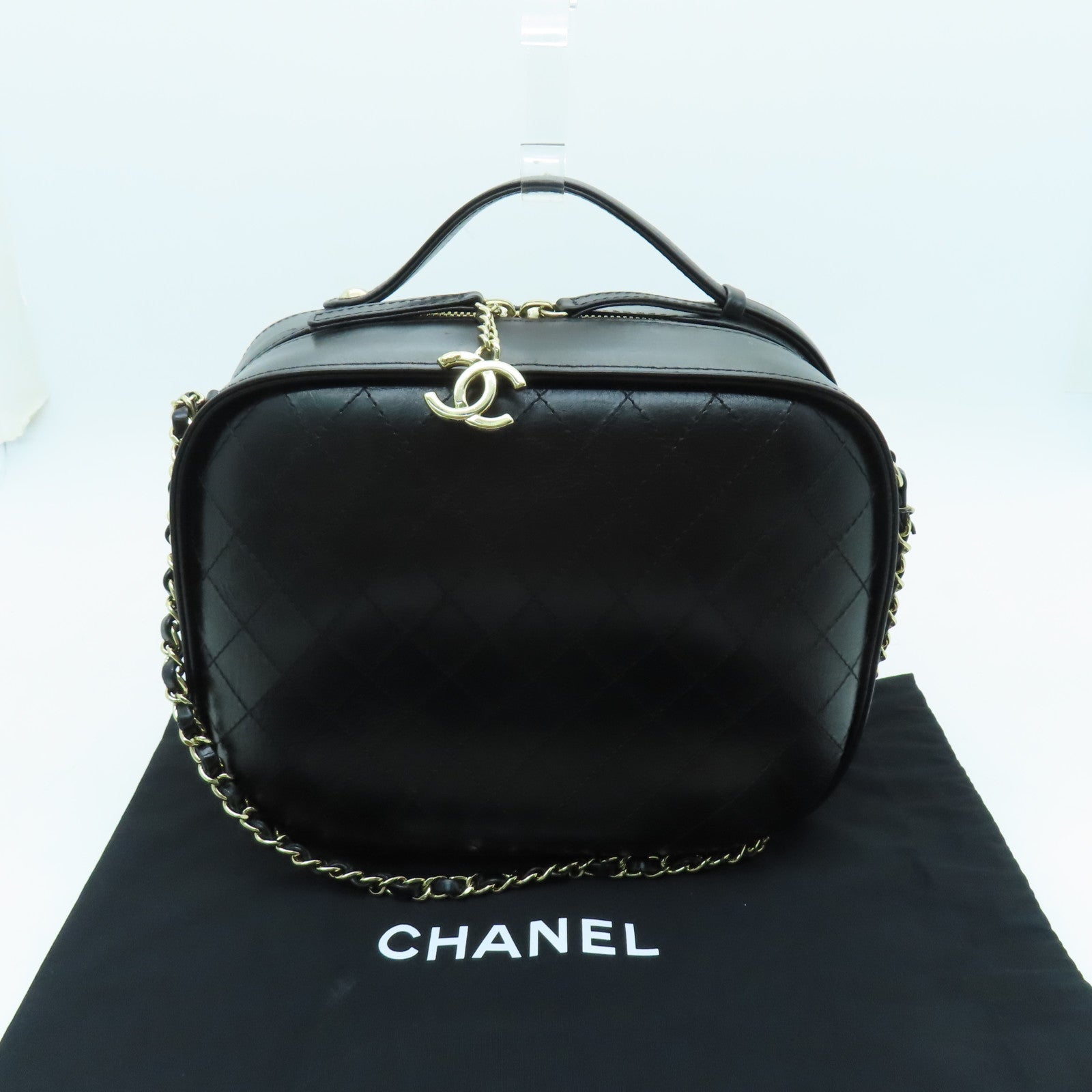CHANEL 【激減優惠】菱格牛皮皮革Chain Shoulder Bag金扣鏈帶肩背袋黑色