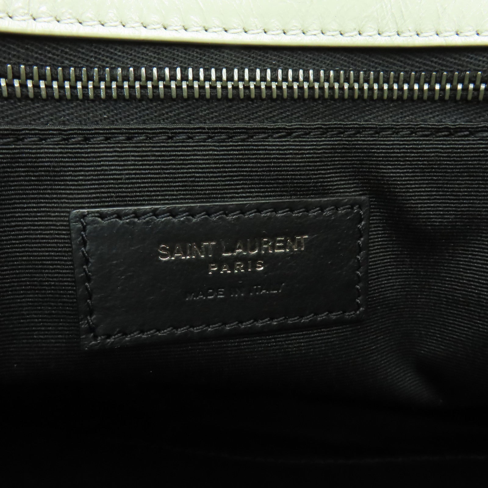 SAINT LAURENT 牛皮皮革Shoulder Bag銀扣鏈帶肩背袋白色