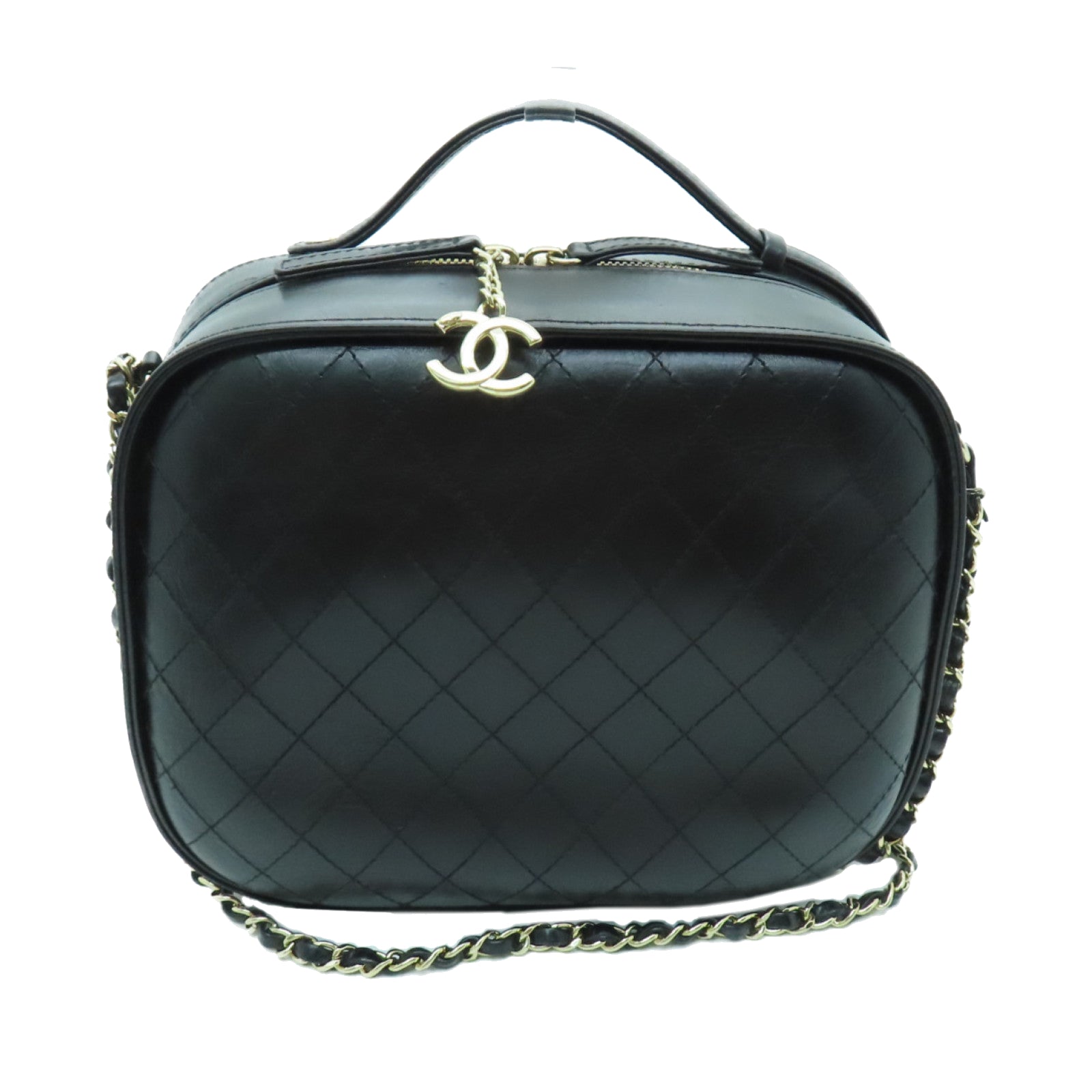 CHANEL 【激減優惠】菱格牛皮皮革Chain Shoulder Bag金扣鏈帶肩背袋黑色