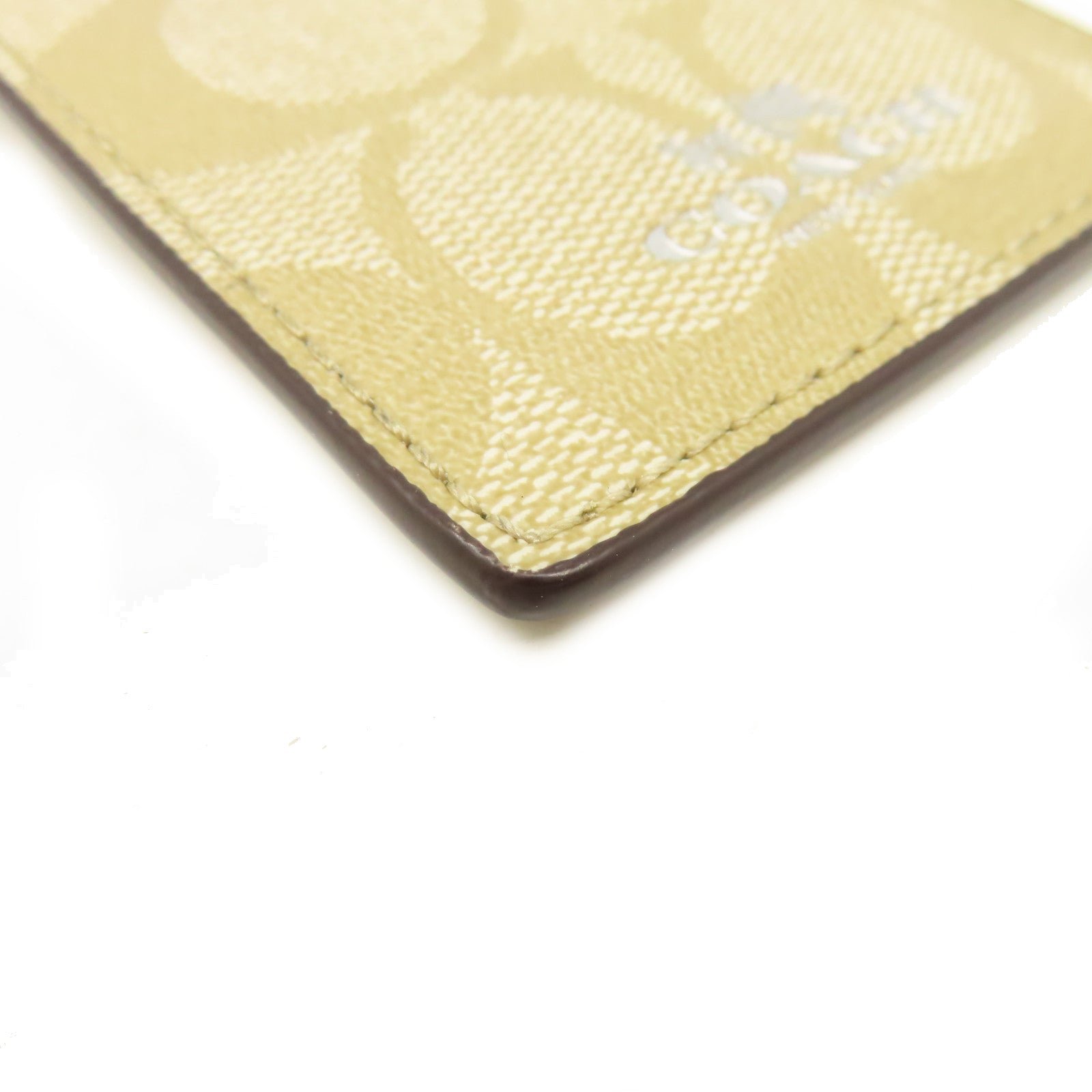 COACH 塗層帆布Card Case銀扣卡片套粉紅色/啡色