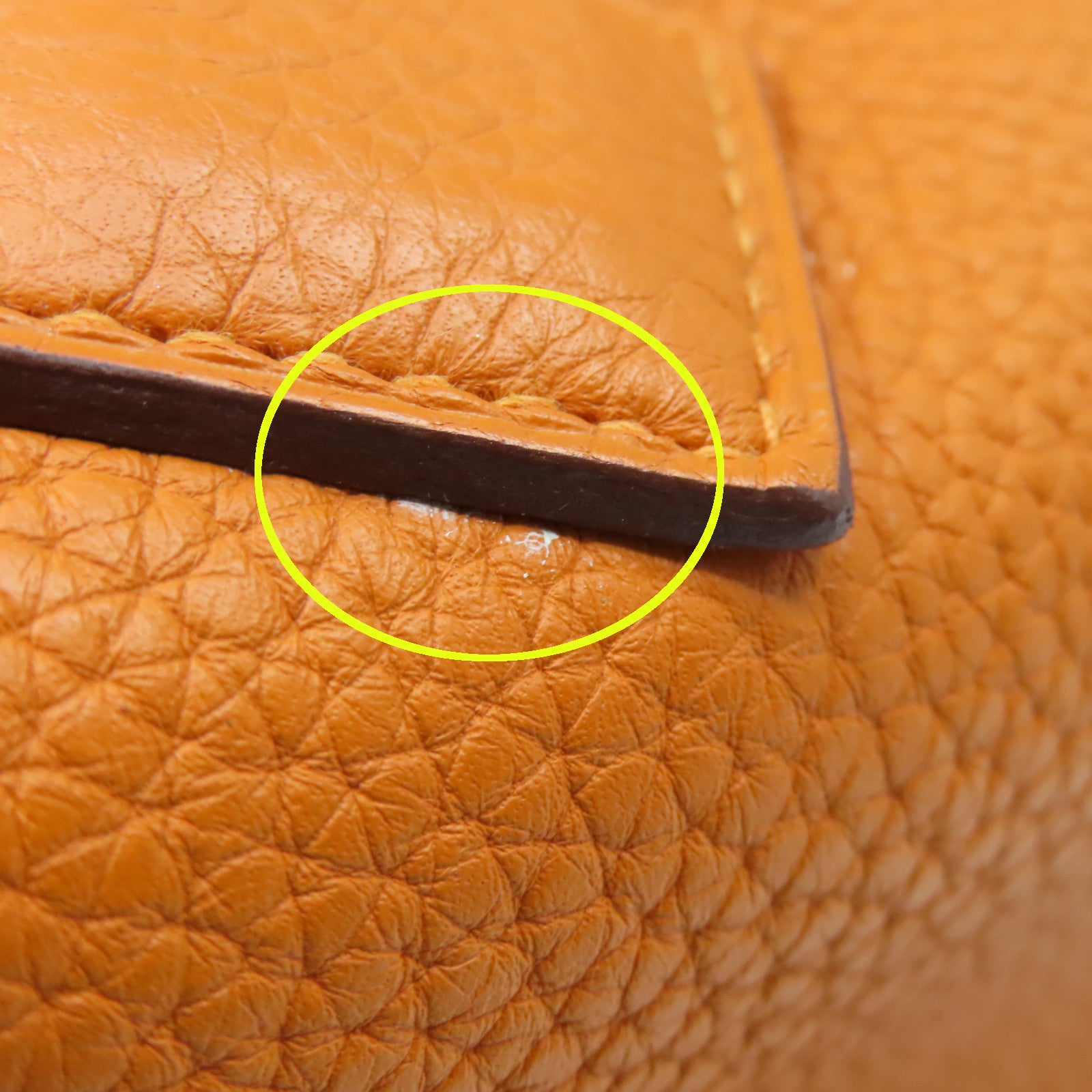HERMES Clemence皮革Victolia銀扣手挽袋橙色