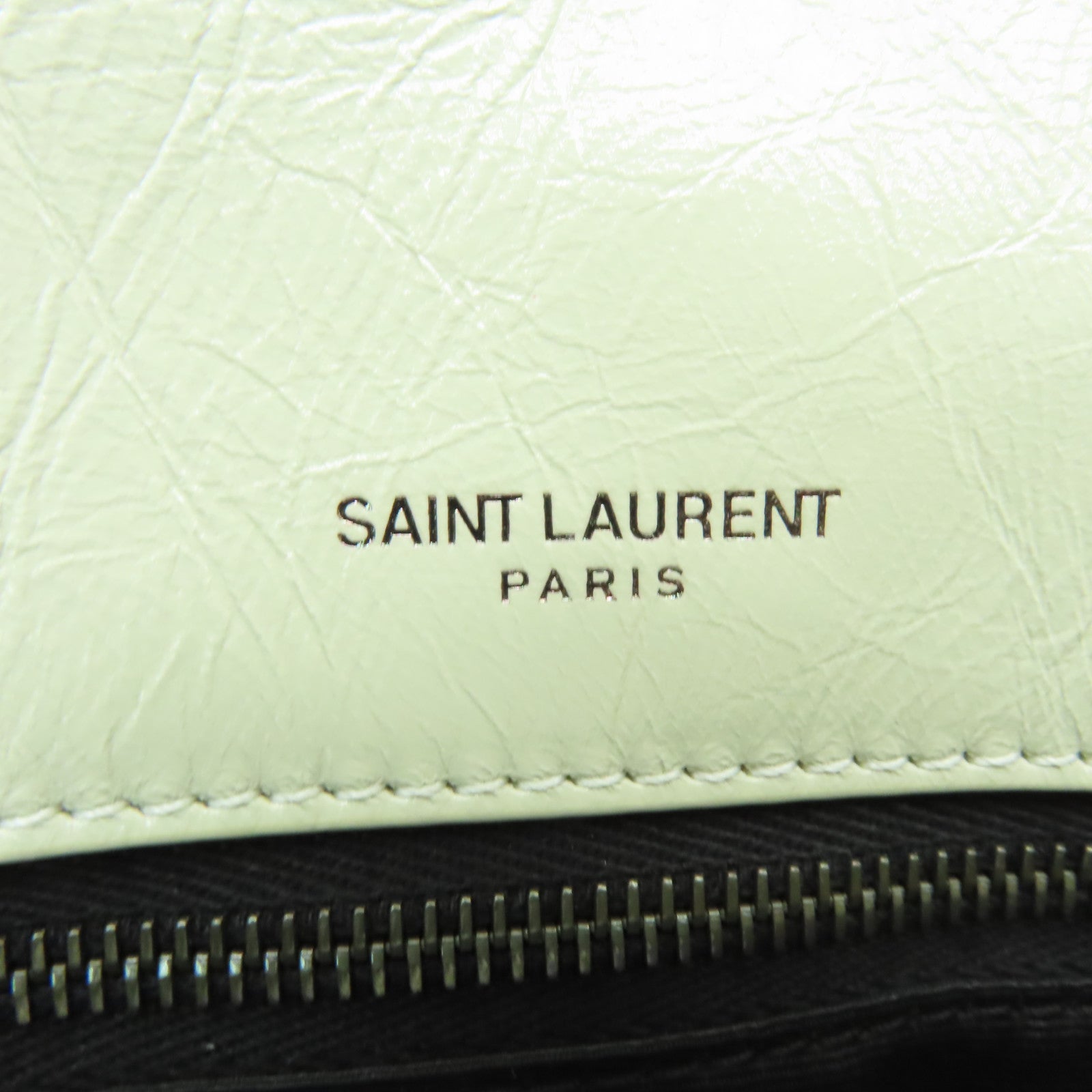 SAINT LAURENT 牛皮皮革Shoulder Bag銀扣鏈帶肩背袋白色