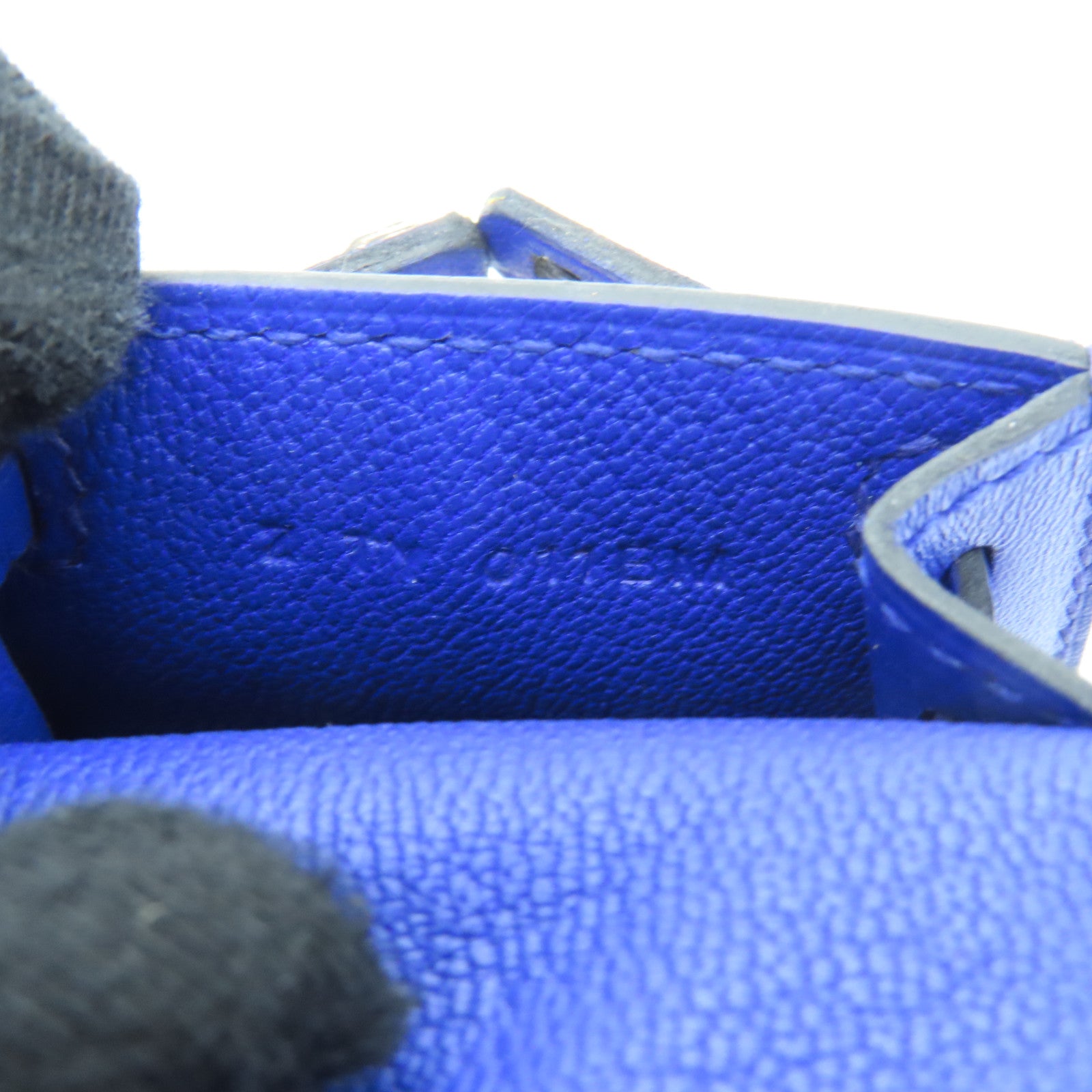 HERMES Tadelakt皮革Kelly Twilly Bag Charm金扣掛飾Bleu Electrique藍色