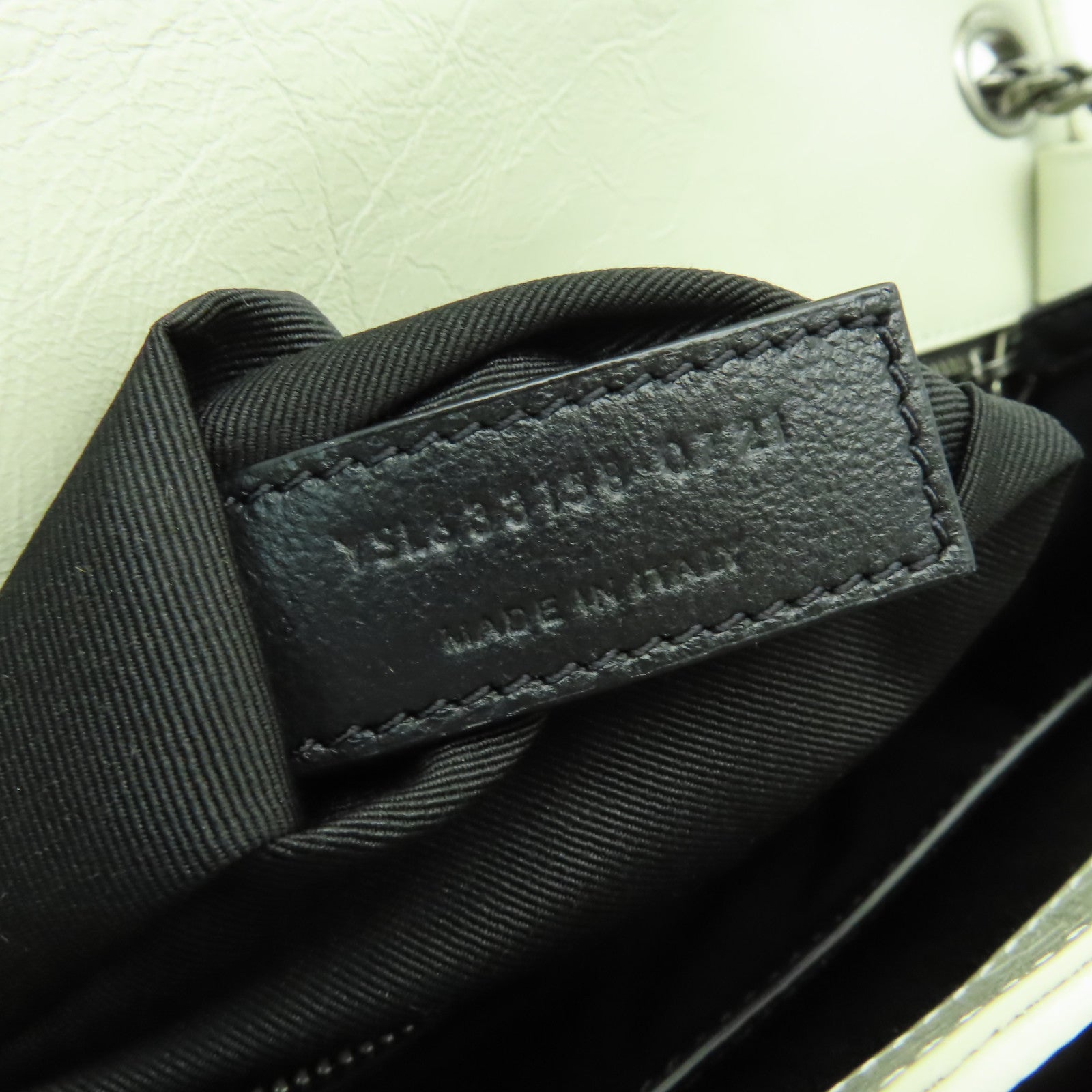 SAINT LAURENT 牛皮皮革Shoulder Bag銀扣鏈帶肩背袋白色