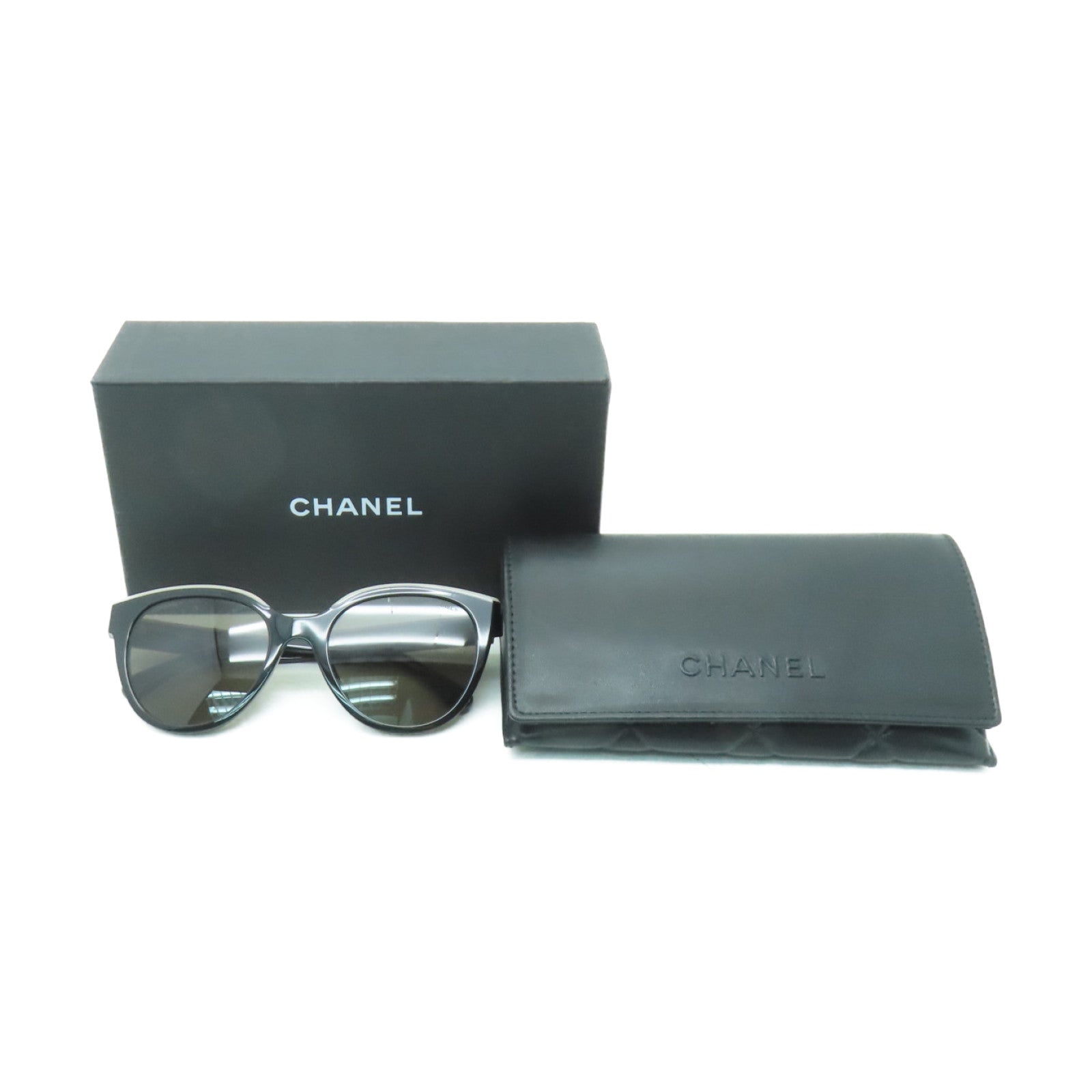 CHANEL PVC Sunglasses太陽眼鏡黑色/白色