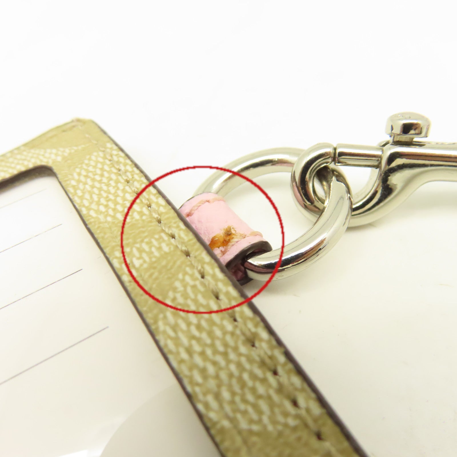 COACH 塗層帆布Card Case銀扣卡片套粉紅色/啡色