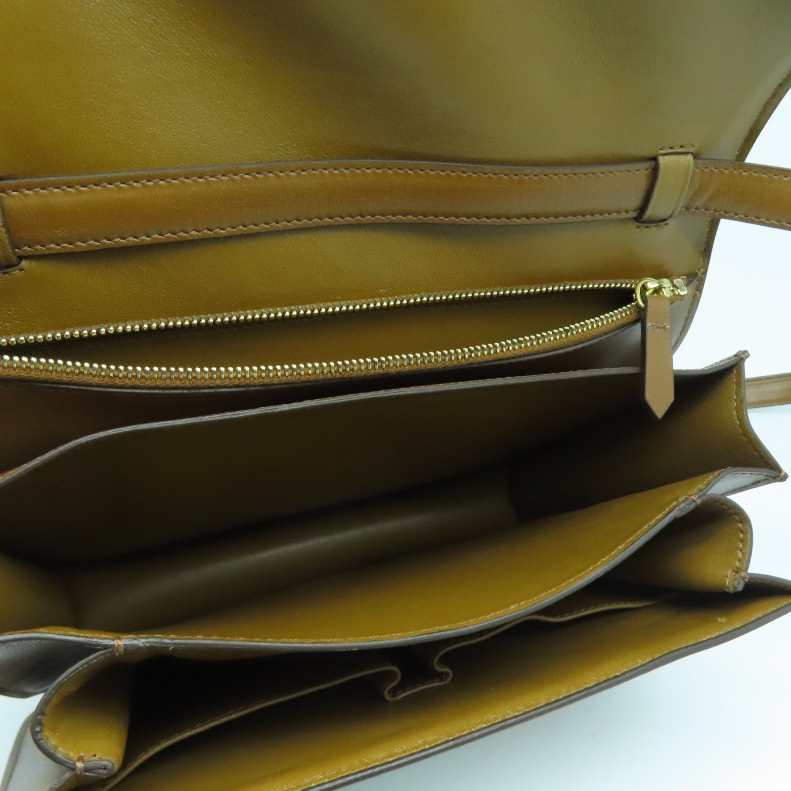 CELINE Cowhide Leather Box Shoulder Gold Buckle Shoulder Bag Brown