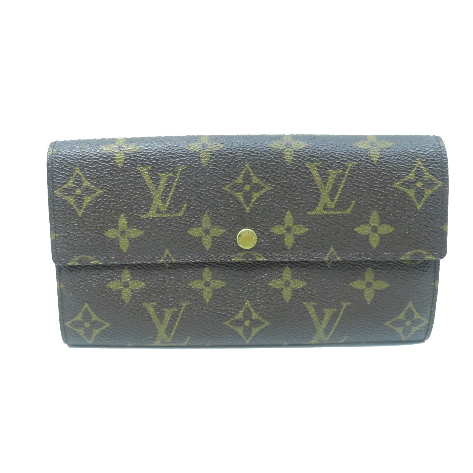 LOUIS VUITTON Monogram Long Wallet Gold Buckle Long Wallet Brown