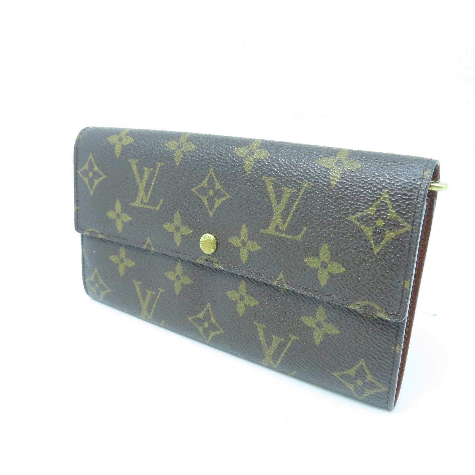 LOUIS VUITTON Monogram Long Wallet Gold Buckle Long Wallet Brown