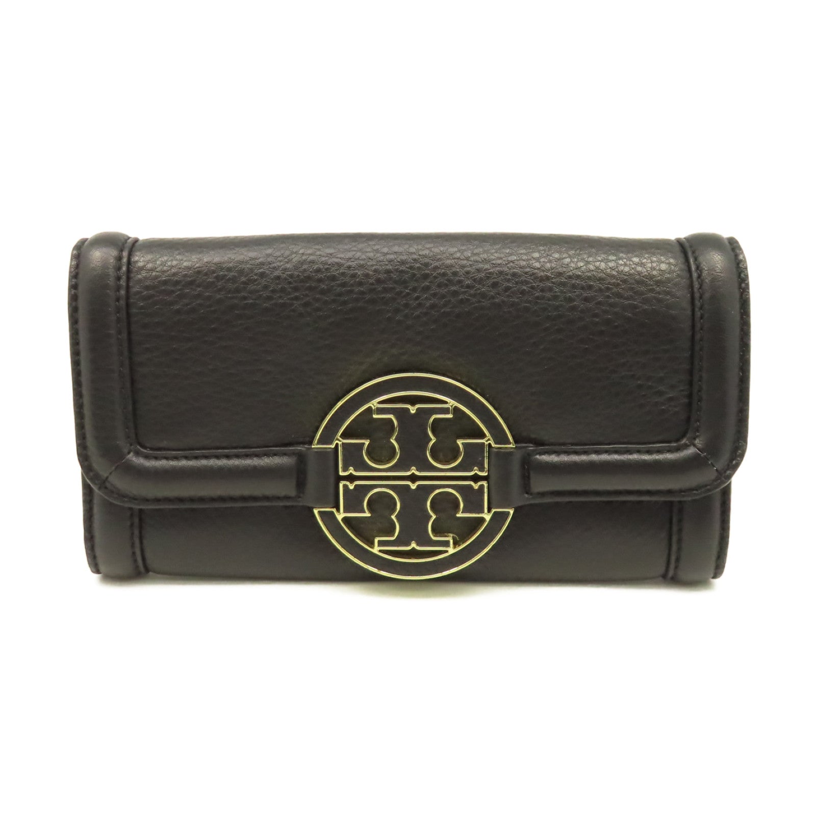 Tory Burch 牛皮皮革Long wallet金扣長錢包黑色