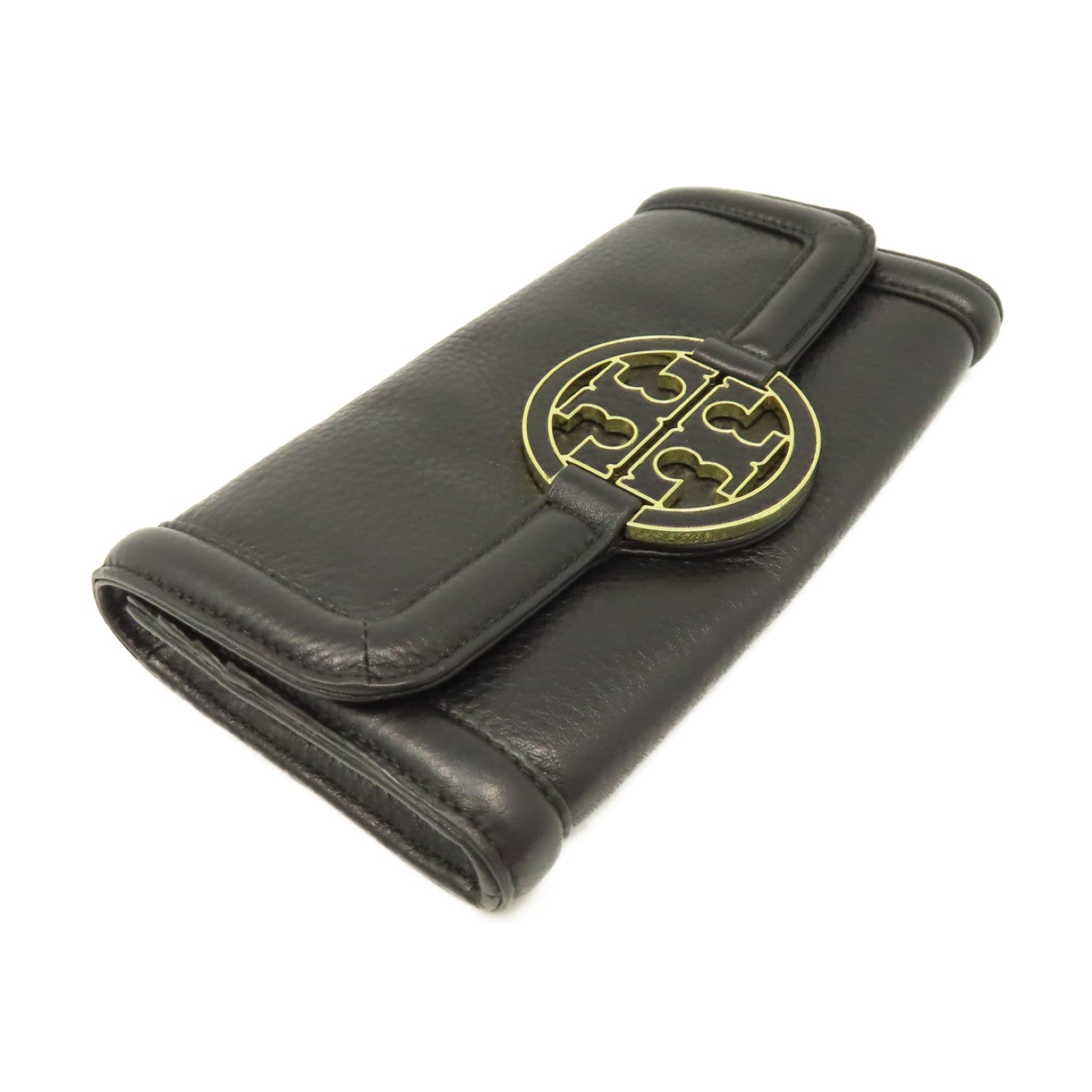 Tory Burch 牛皮皮革Long wallet金扣長錢包黑色