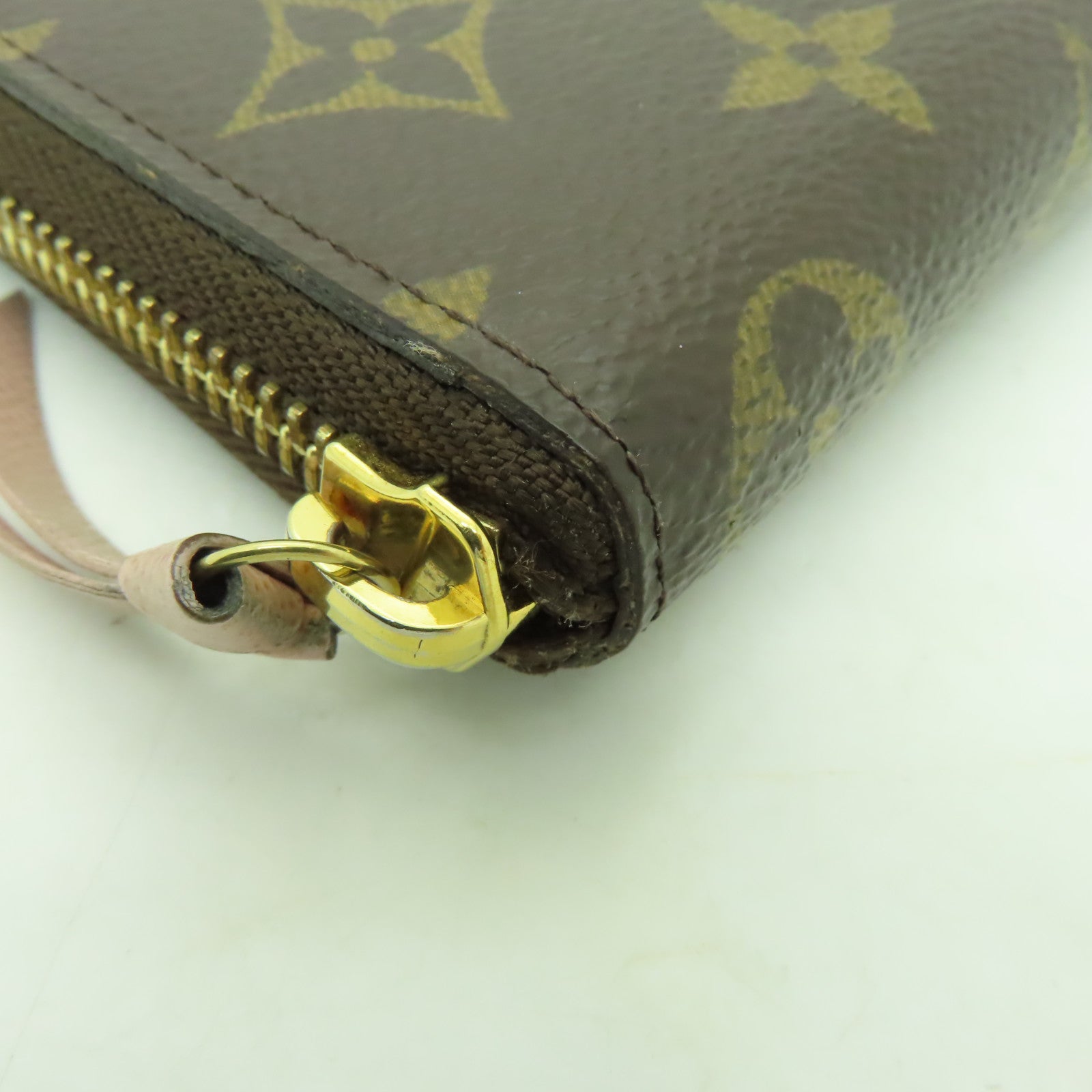 LOUIS VUITTON Monogram Clemence Wallet金扣長錢包啡色/粉紅色