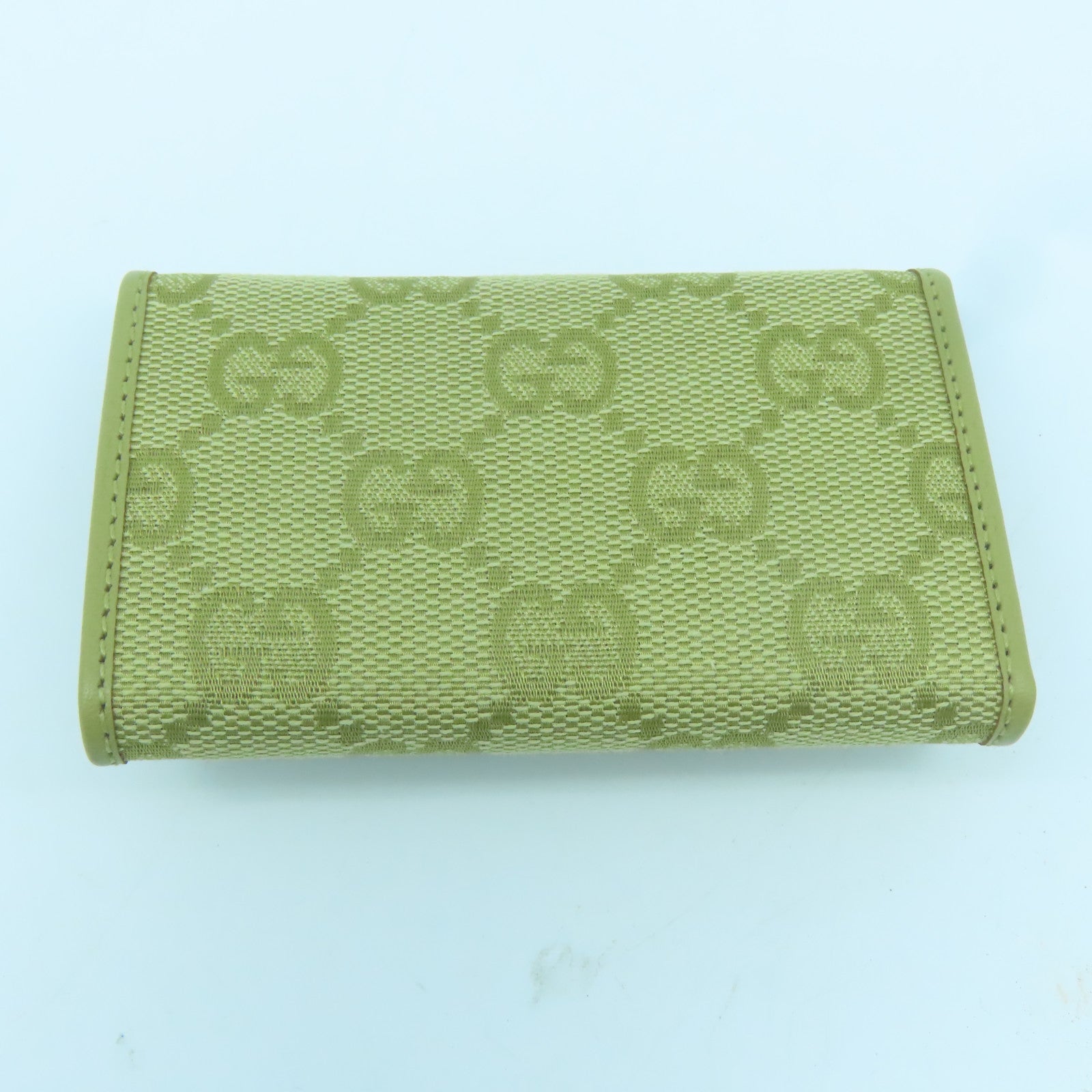 GUCCI Canvas Key Case 6 Gold Buckle Key Bag Green