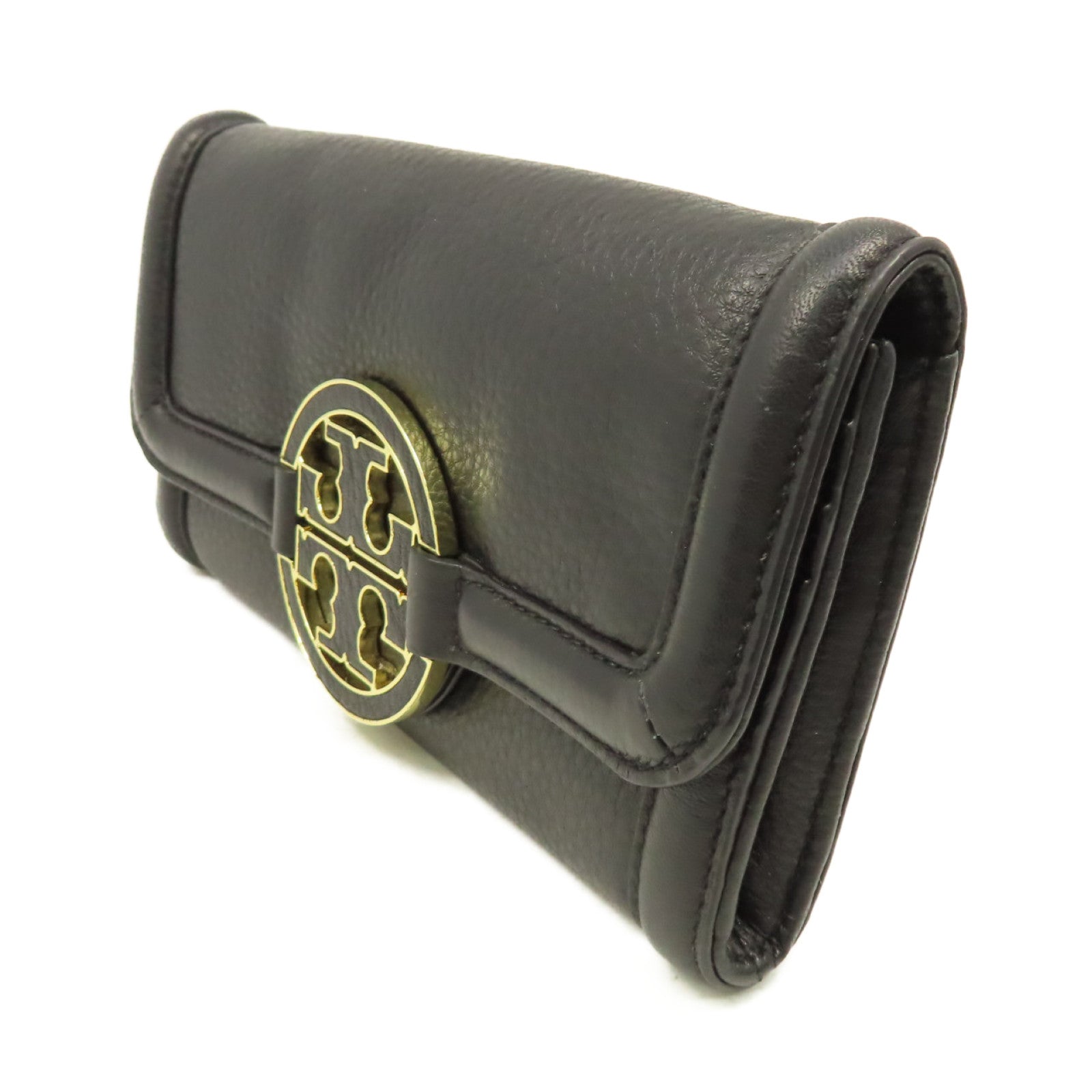 Tory Burch 牛皮皮革Long wallet金扣長錢包黑色