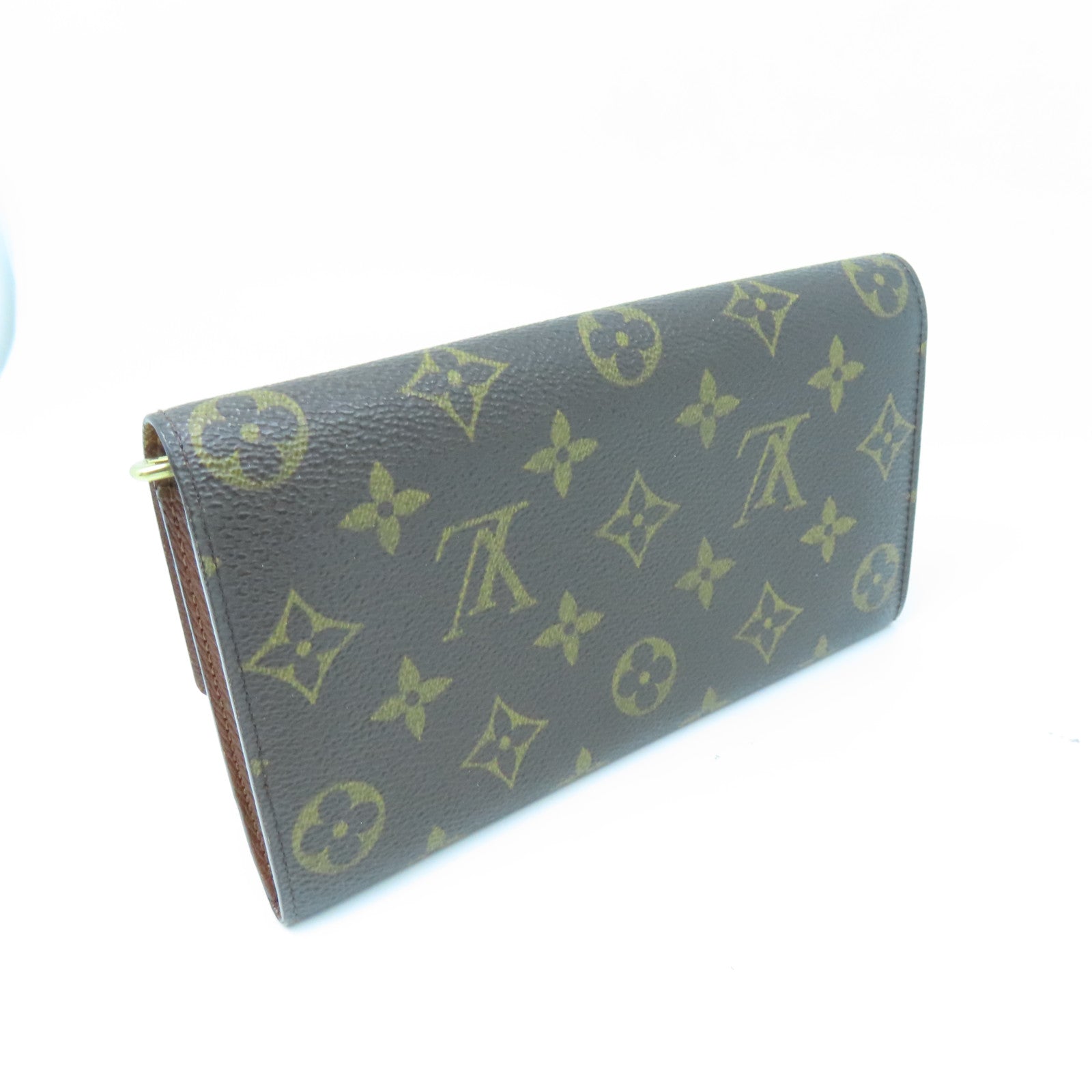 LOUIS VUITTON Monogram Long Wallet Gold Buckle Long Wallet Brown