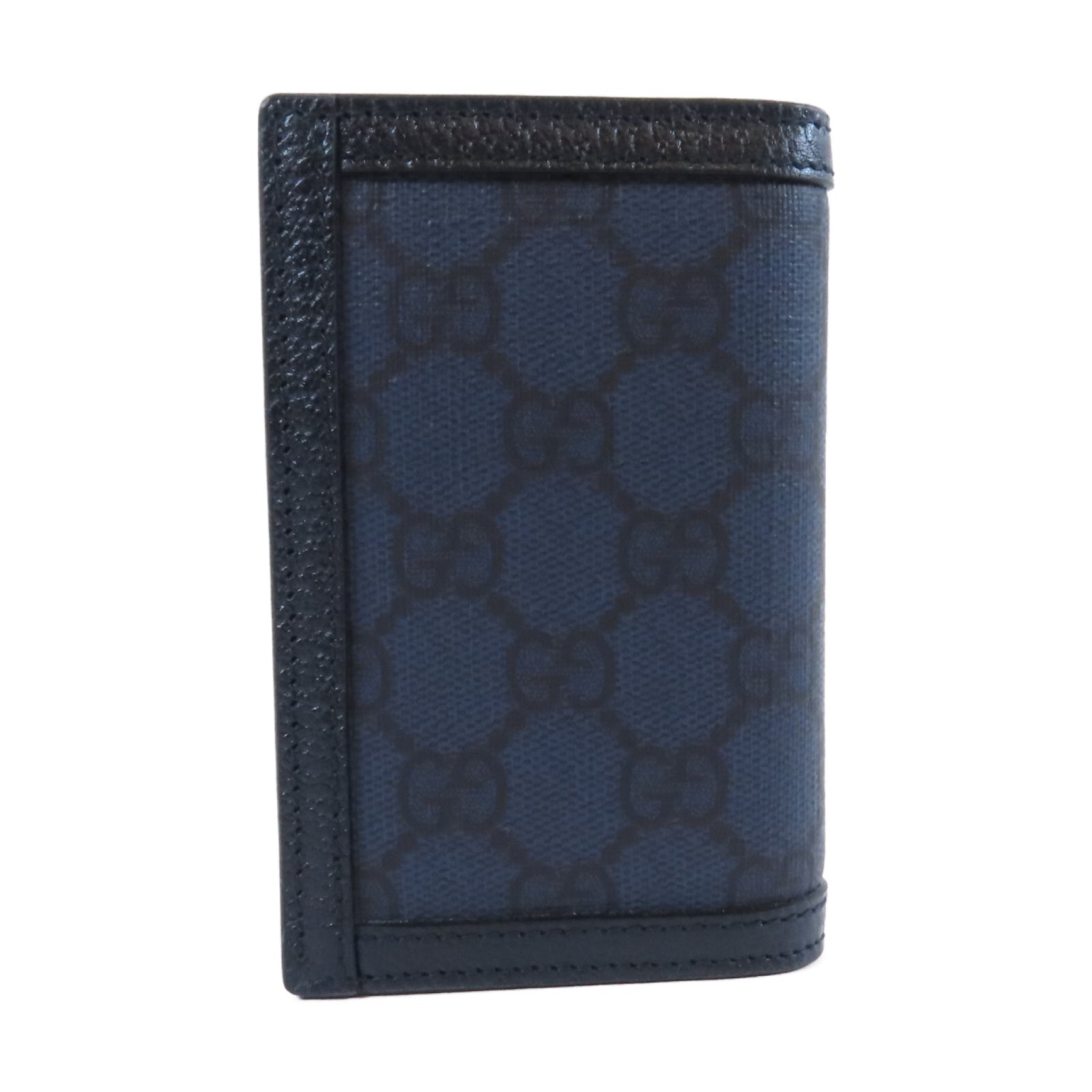 GUCCI 塗層帆布Card Case銀扣卡片套藍色
