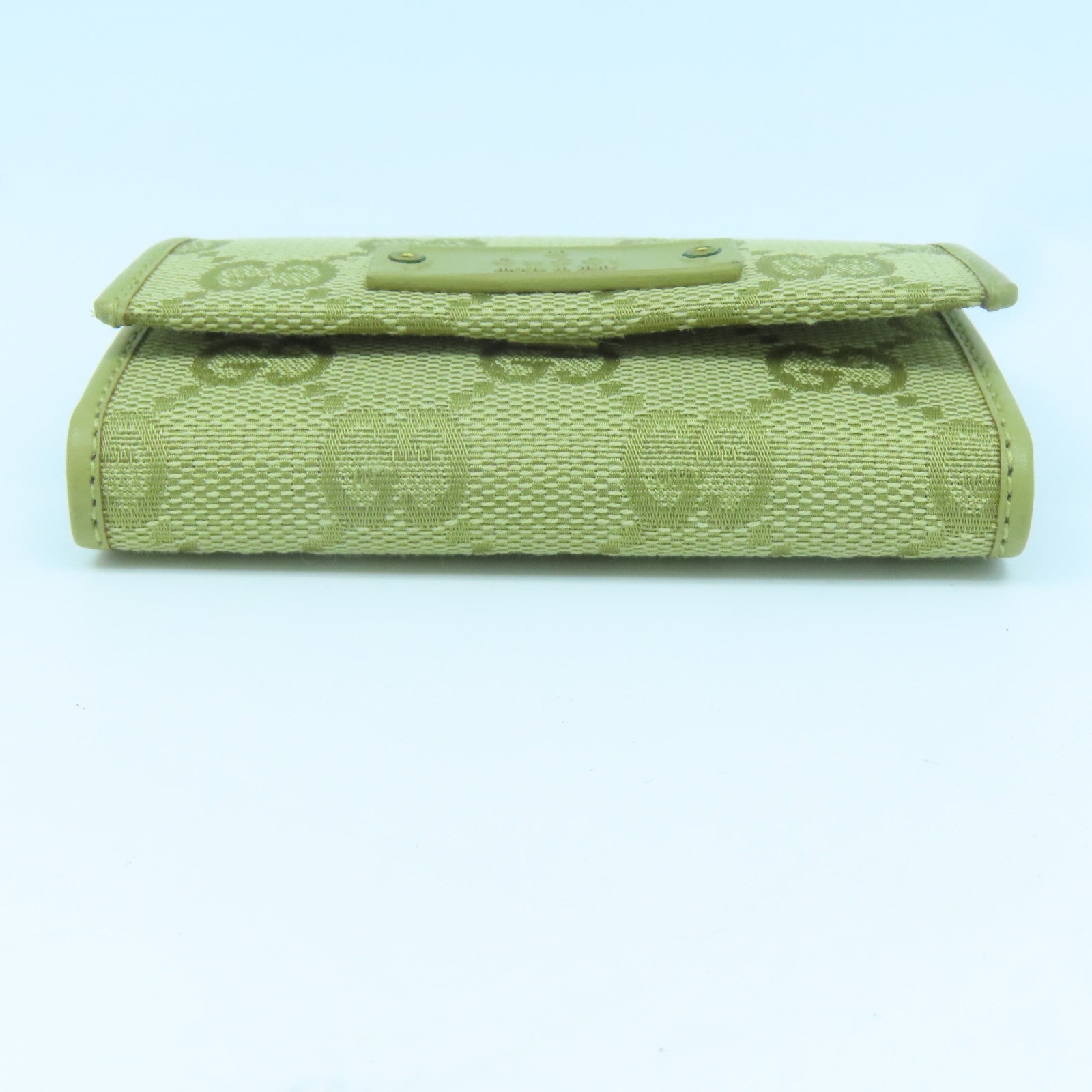 GUCCI Canvas Key Case 6 Gold Buckle Key Bag Green
