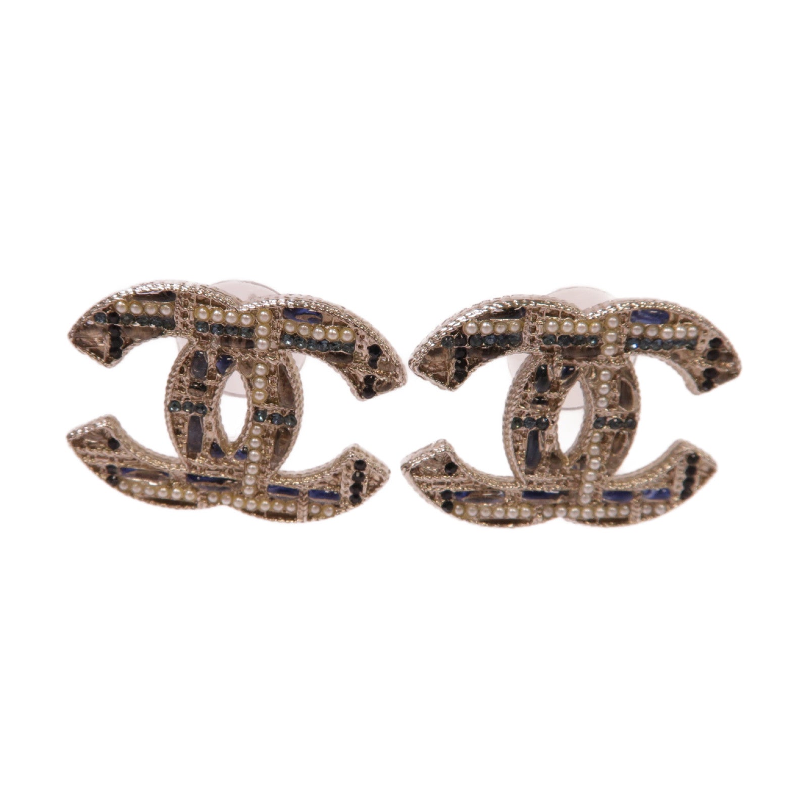CHANEL 金屬Earrings耳環銀色/黑色/藍色
