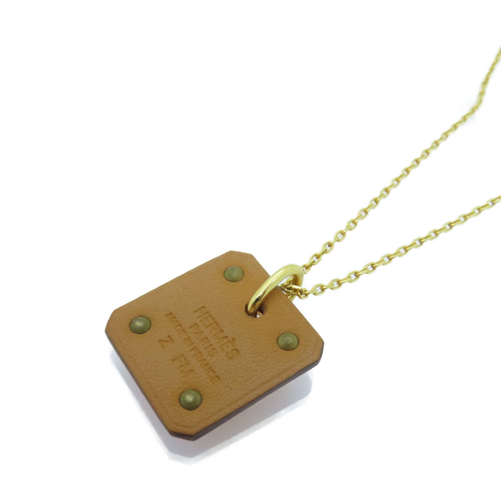 HERMES Swift皮革/金屬As De Coeur Necklace項鍊紅色/金色