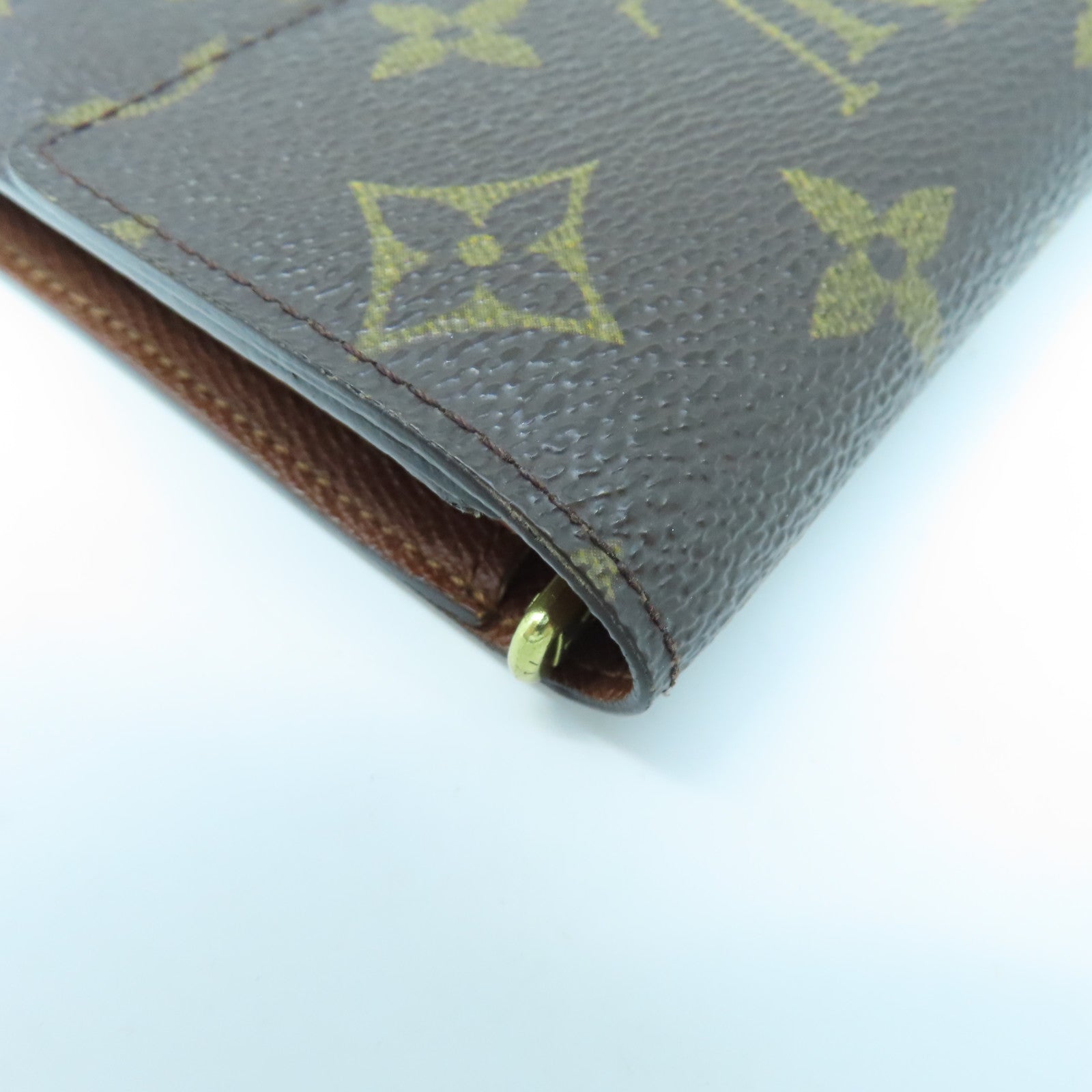 LOUIS VUITTON Monogram Long Wallet Gold Buckle Long Wallet Brown