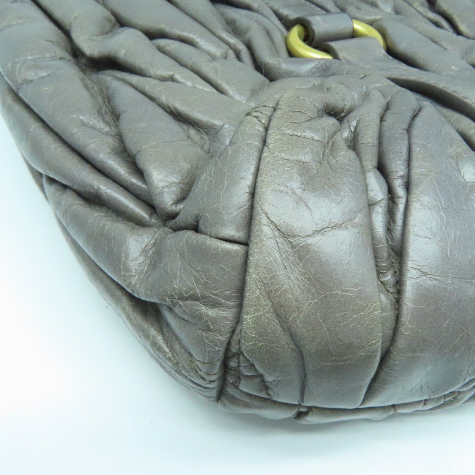 Miu Miu 牛皮皮革2 Way Shoulder Bag金扣手挽肩背兩用袋灰色
