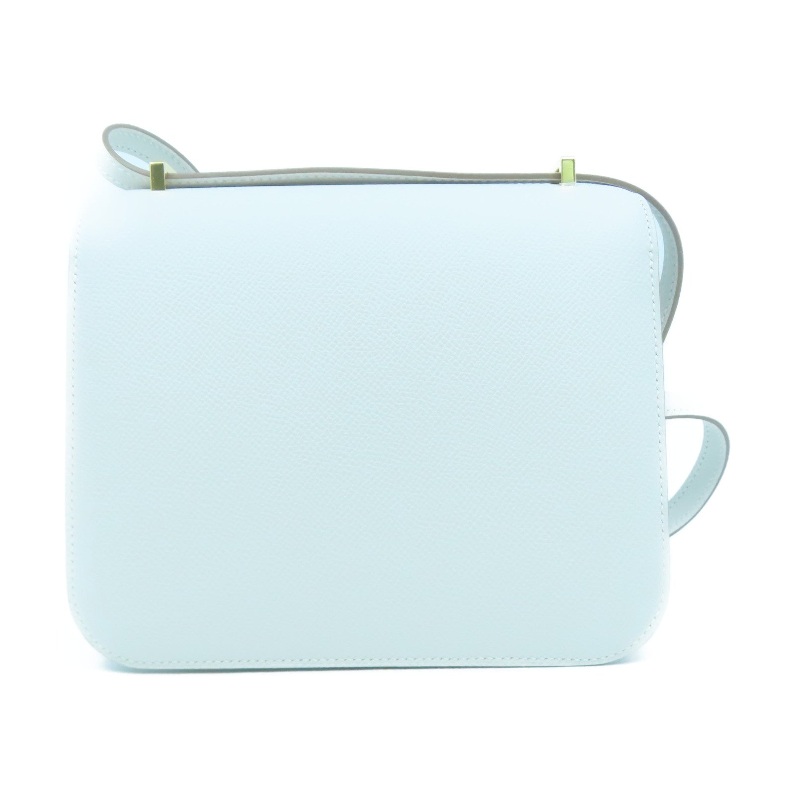 HERMES Veau Epsom皮革Constance Mini金扣肩背袋白色