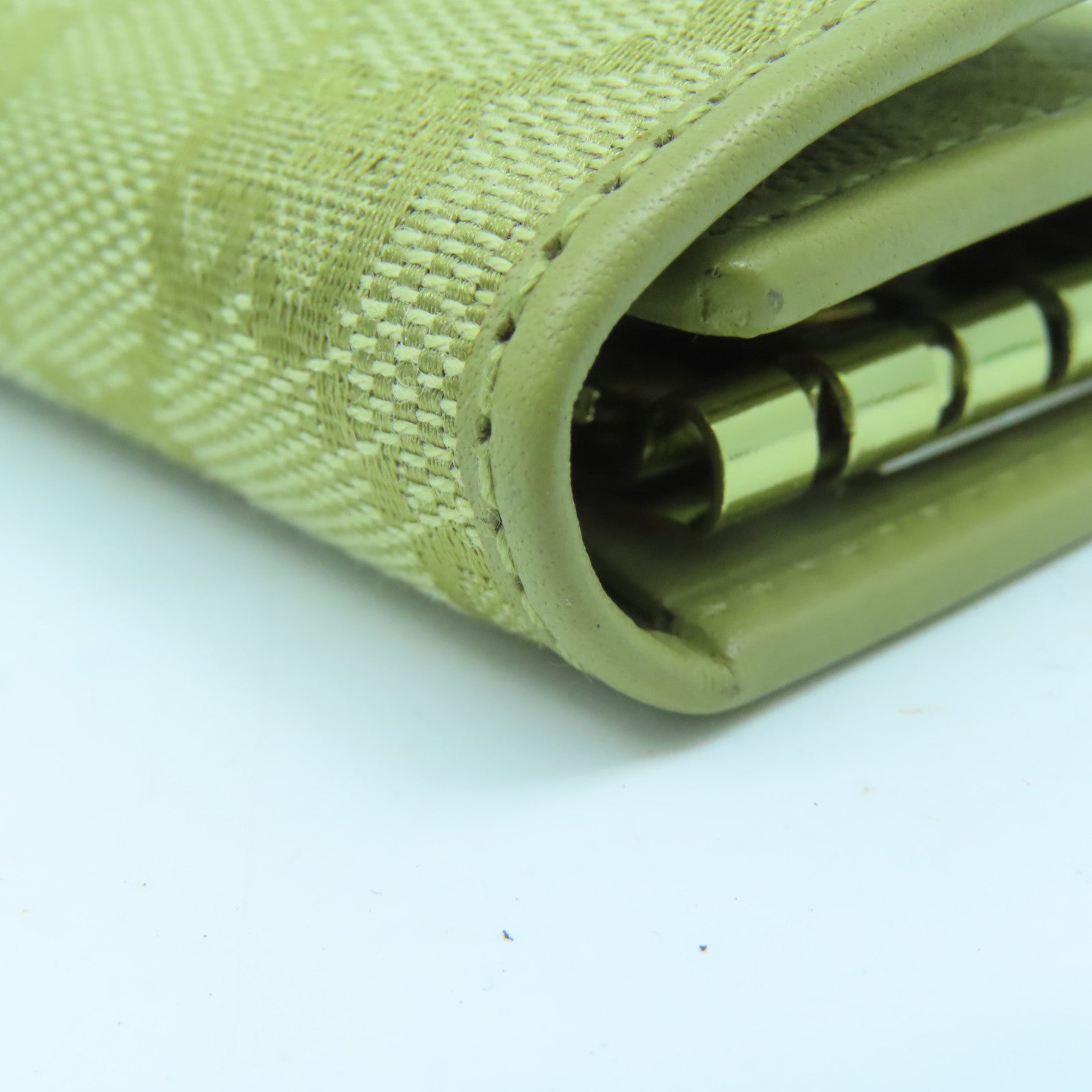 GUCCI Canvas Key Case 6 Gold Buckle Key Bag Green