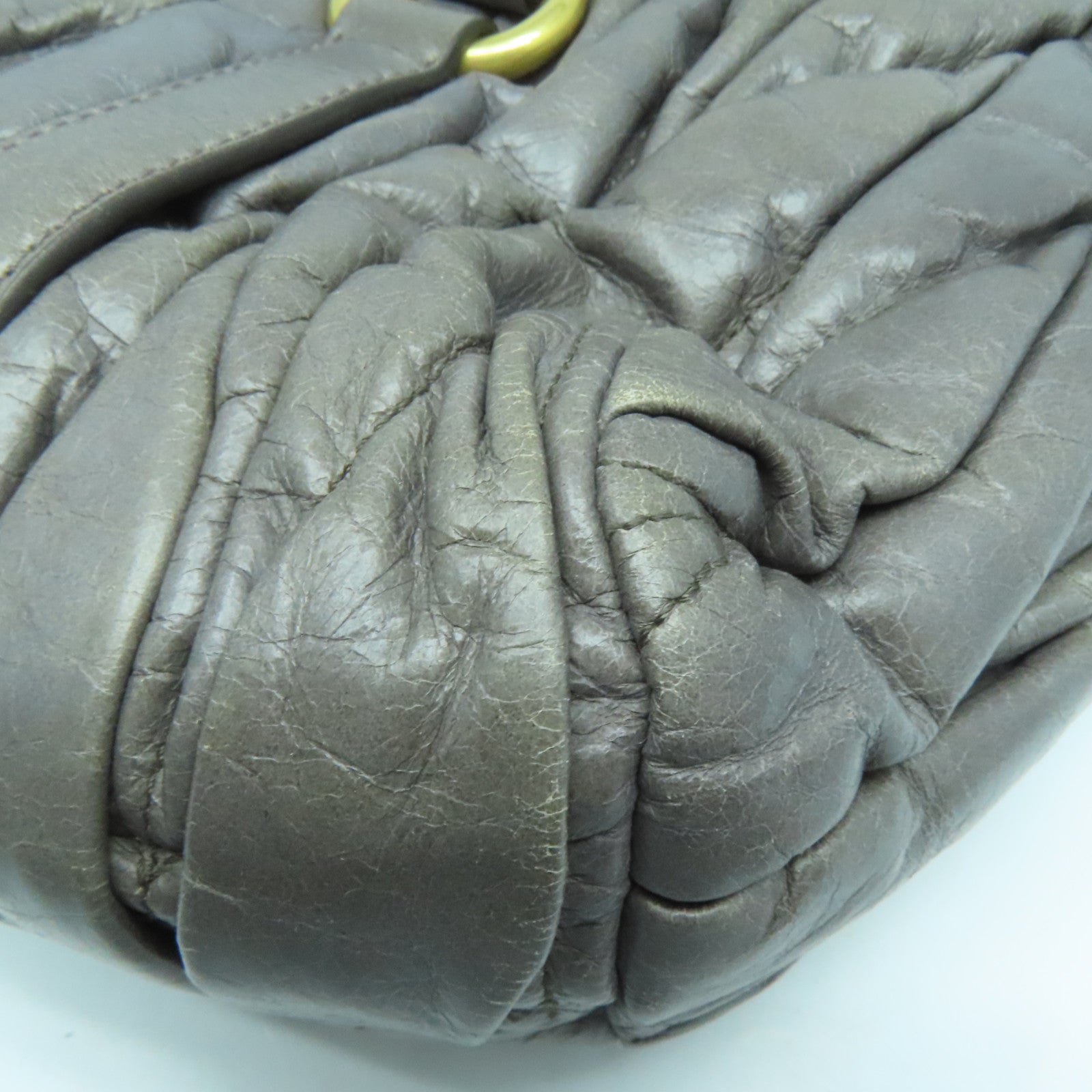 Miu Miu 牛皮皮革2 Way Shoulder Bag金扣手挽肩背兩用袋灰色