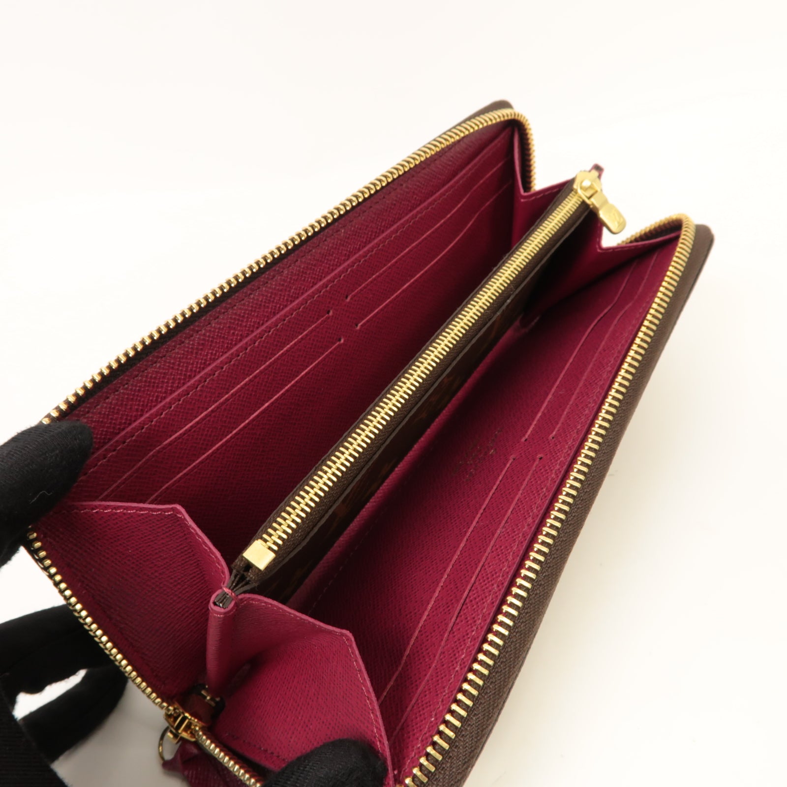 LOUIS VUITTON Monogram Clemence金扣長錢包啡色