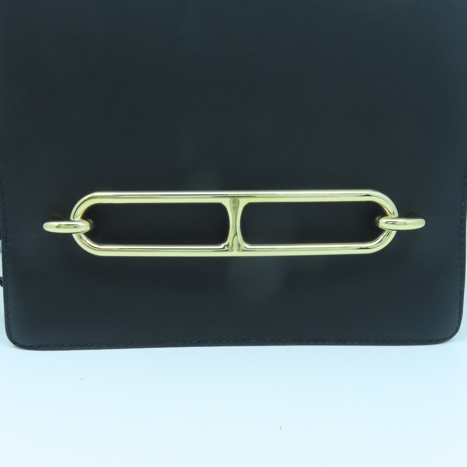 HERMES 【激減優惠】Evercolor皮革Roulis 23金扣肩背袋經典黑色