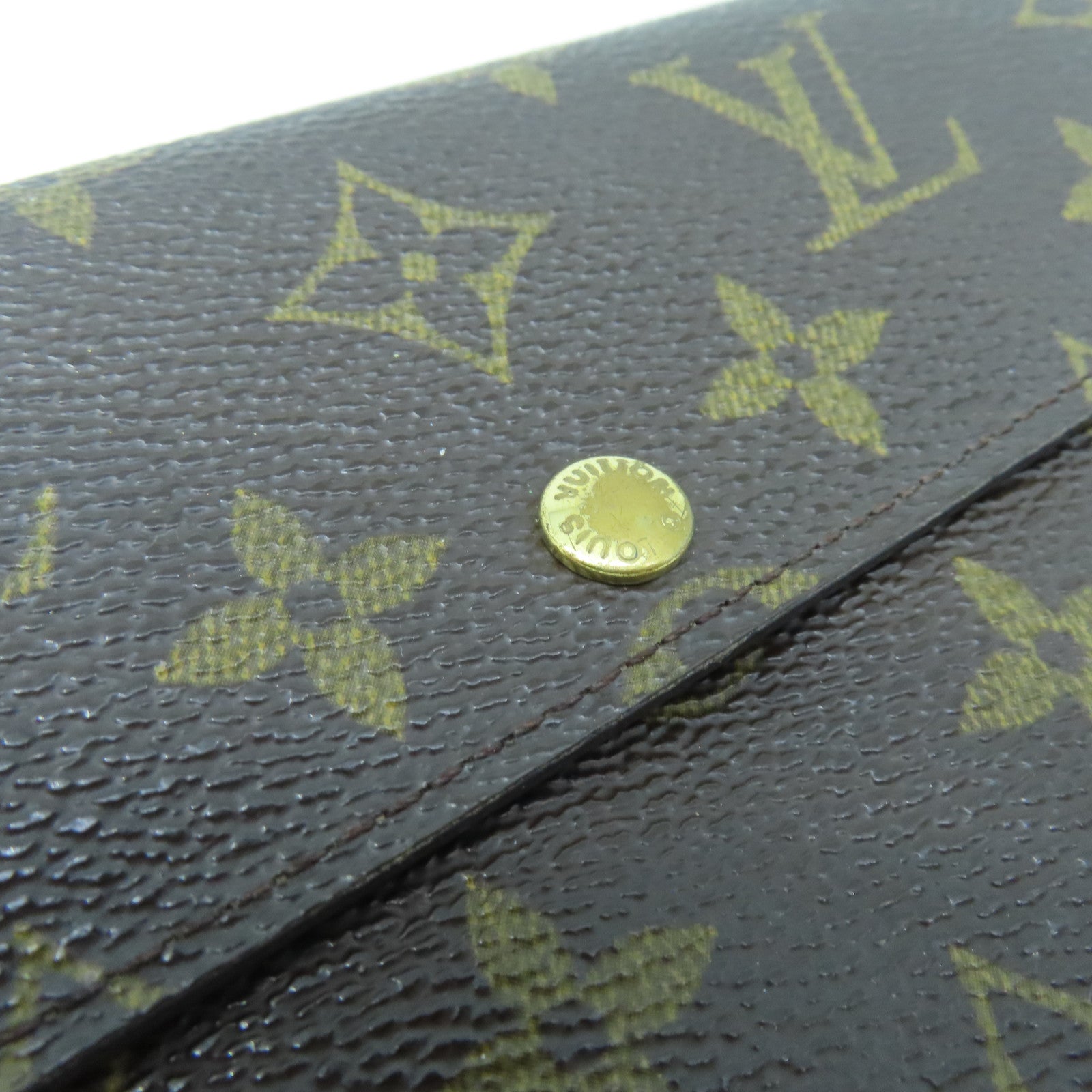 LOUIS VUITTON Monogram Long Wallet Gold Buckle Long Wallet Brown