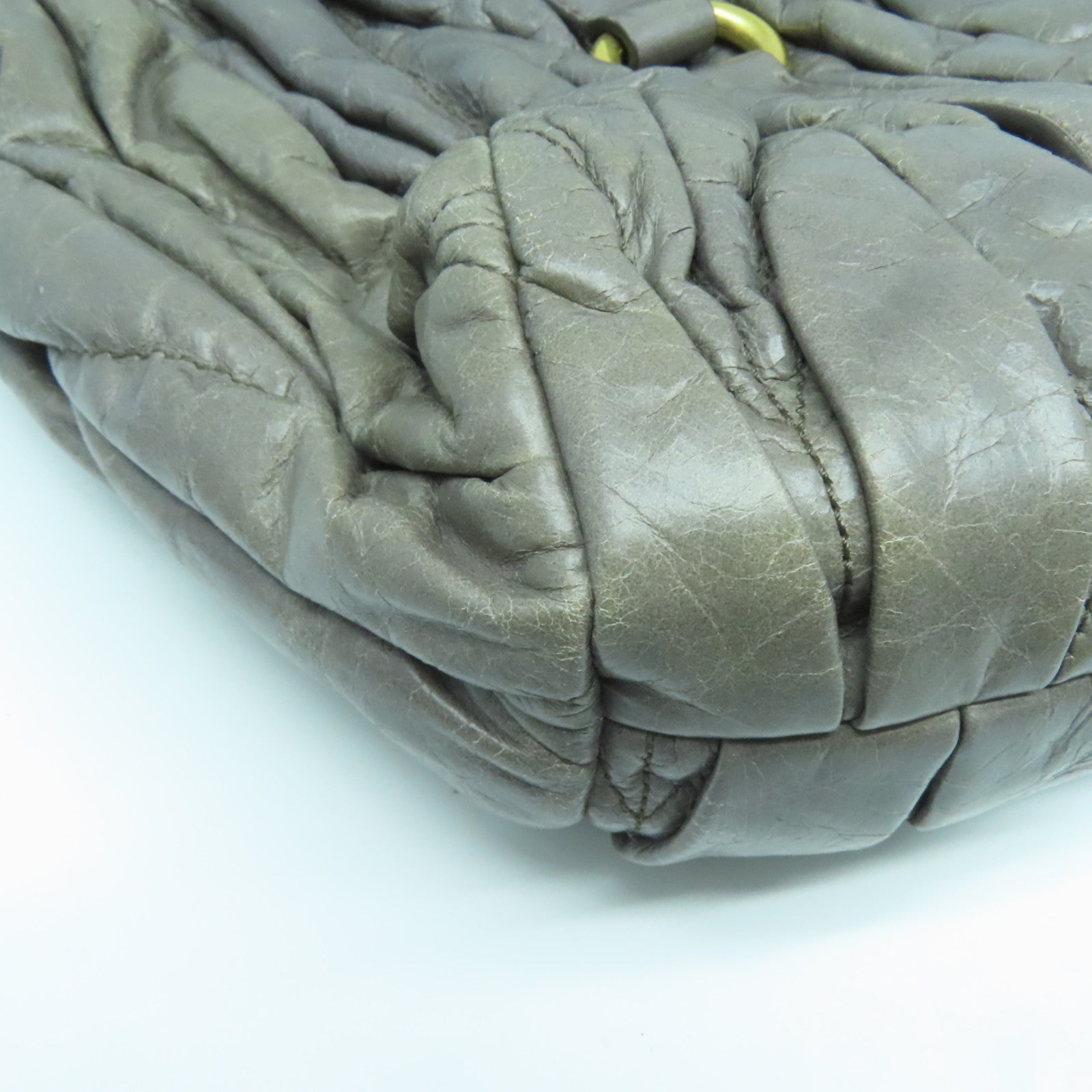 Miu Miu 牛皮皮革2 Way Shoulder Bag金扣手挽肩背兩用袋灰色