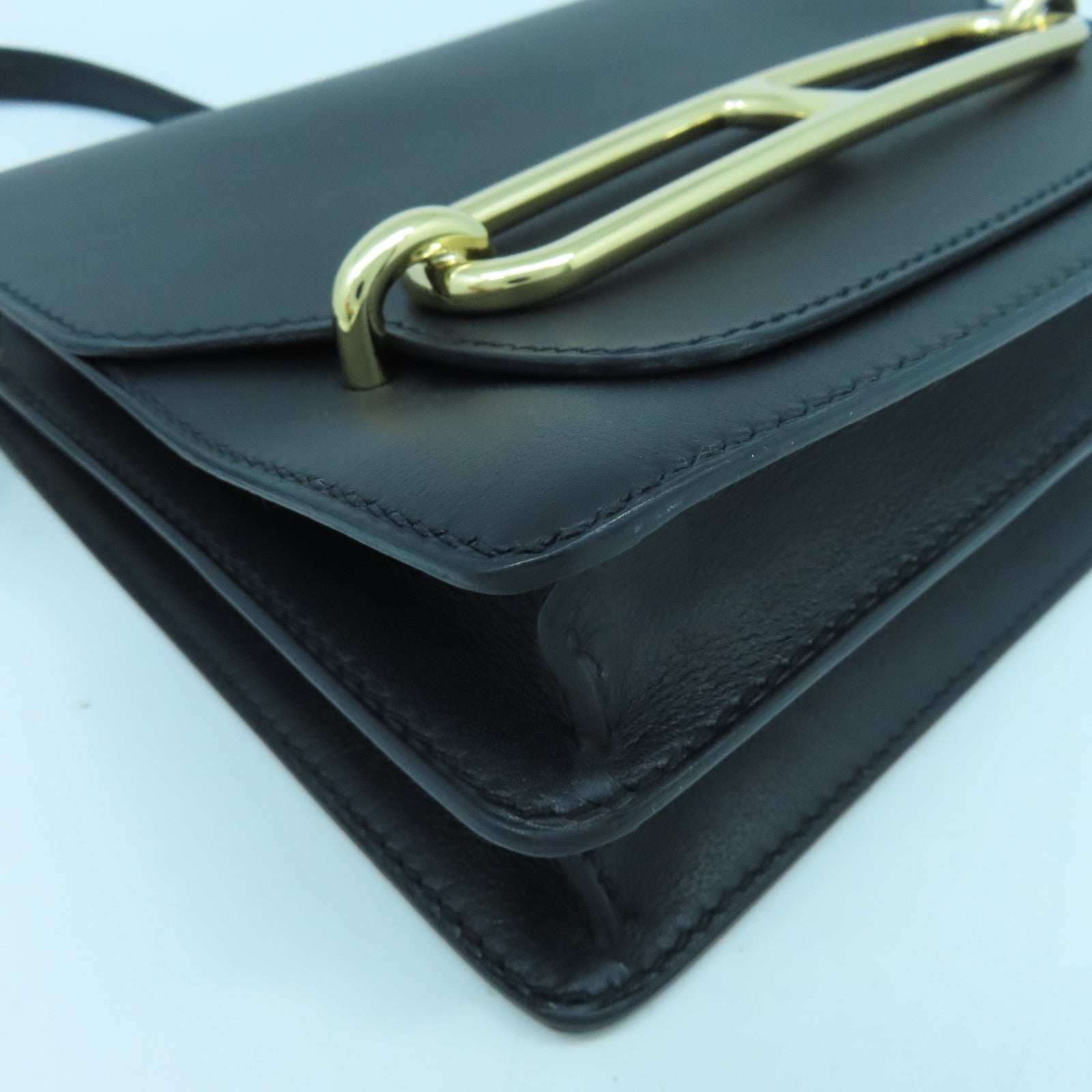 HERMES 【激減優惠】Evercolor皮革Roulis 23金扣肩背袋經典黑色