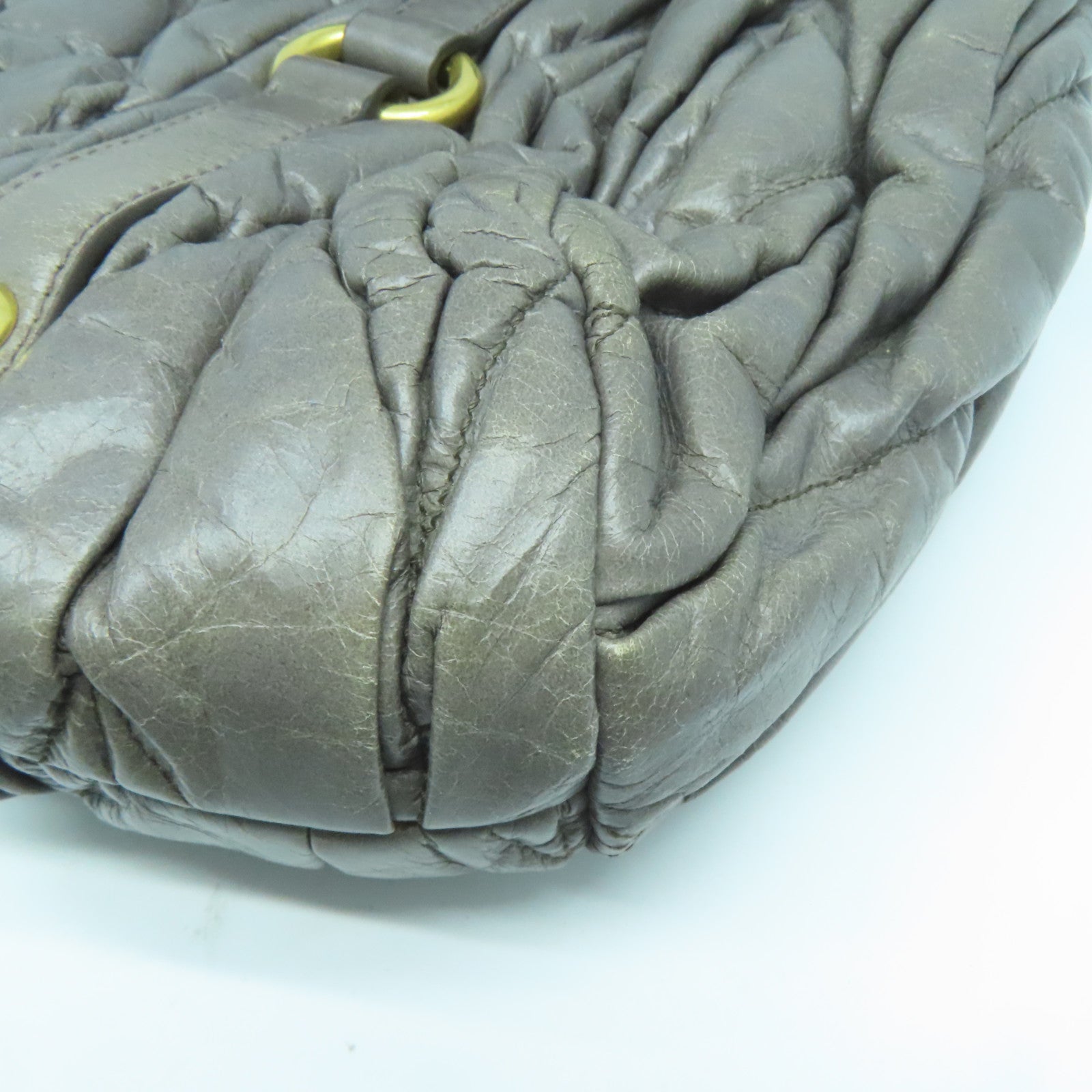 Miu Miu 牛皮皮革2 Way Shoulder Bag金扣手挽肩背兩用袋灰色