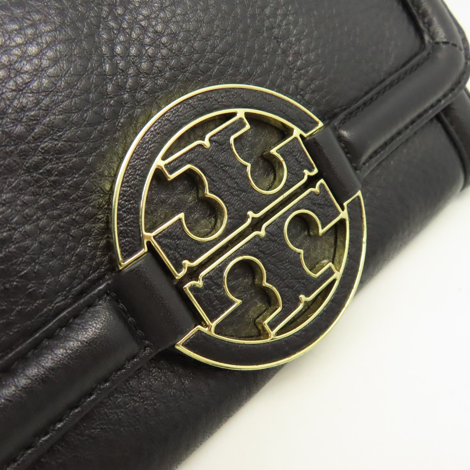 Tory Burch 牛皮皮革Long wallet金扣長錢包黑色