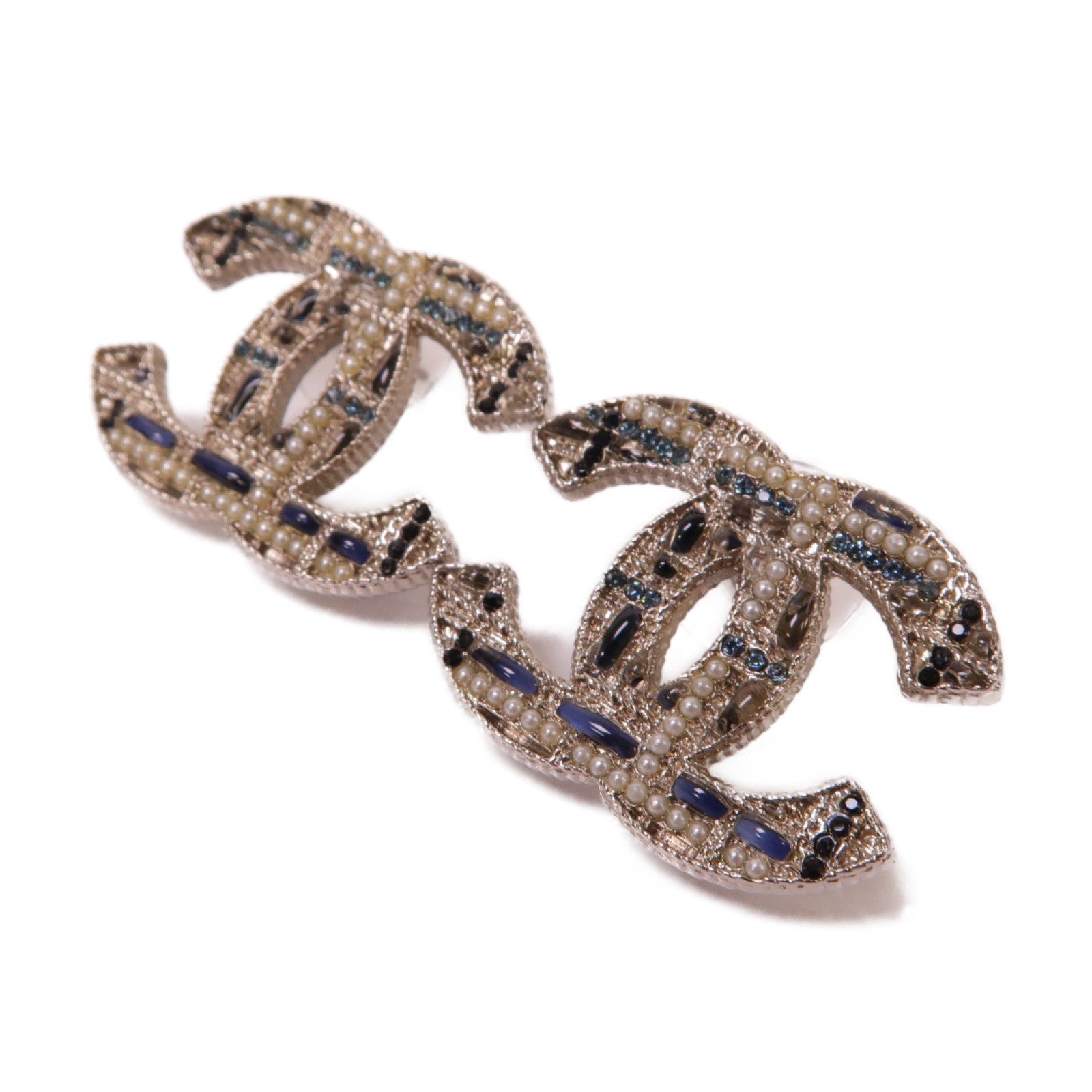 CHANEL 金屬Earrings耳環銀色/黑色/藍色