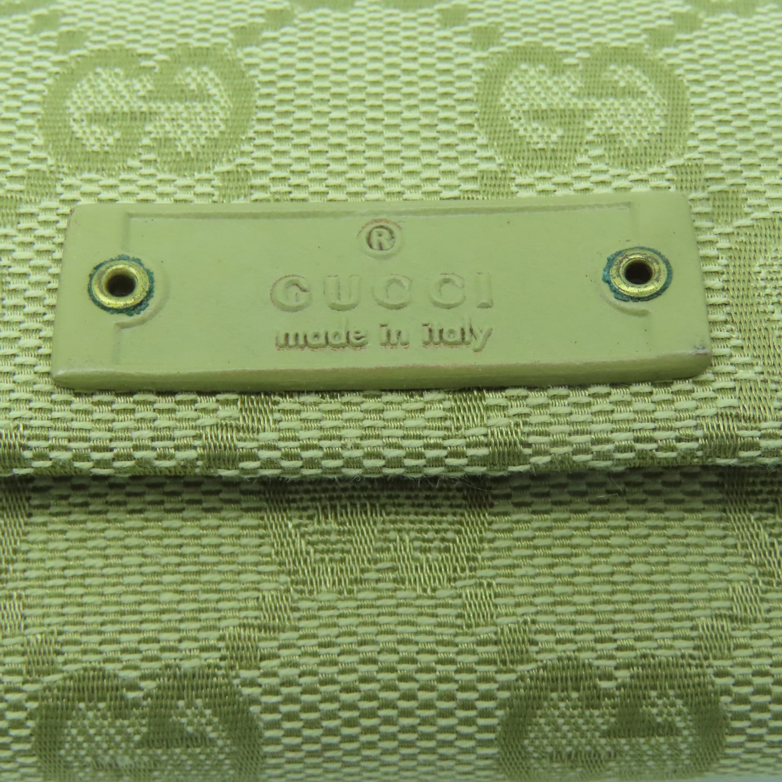 GUCCI Canvas Key Case 6 Gold Buckle Key Bag Green